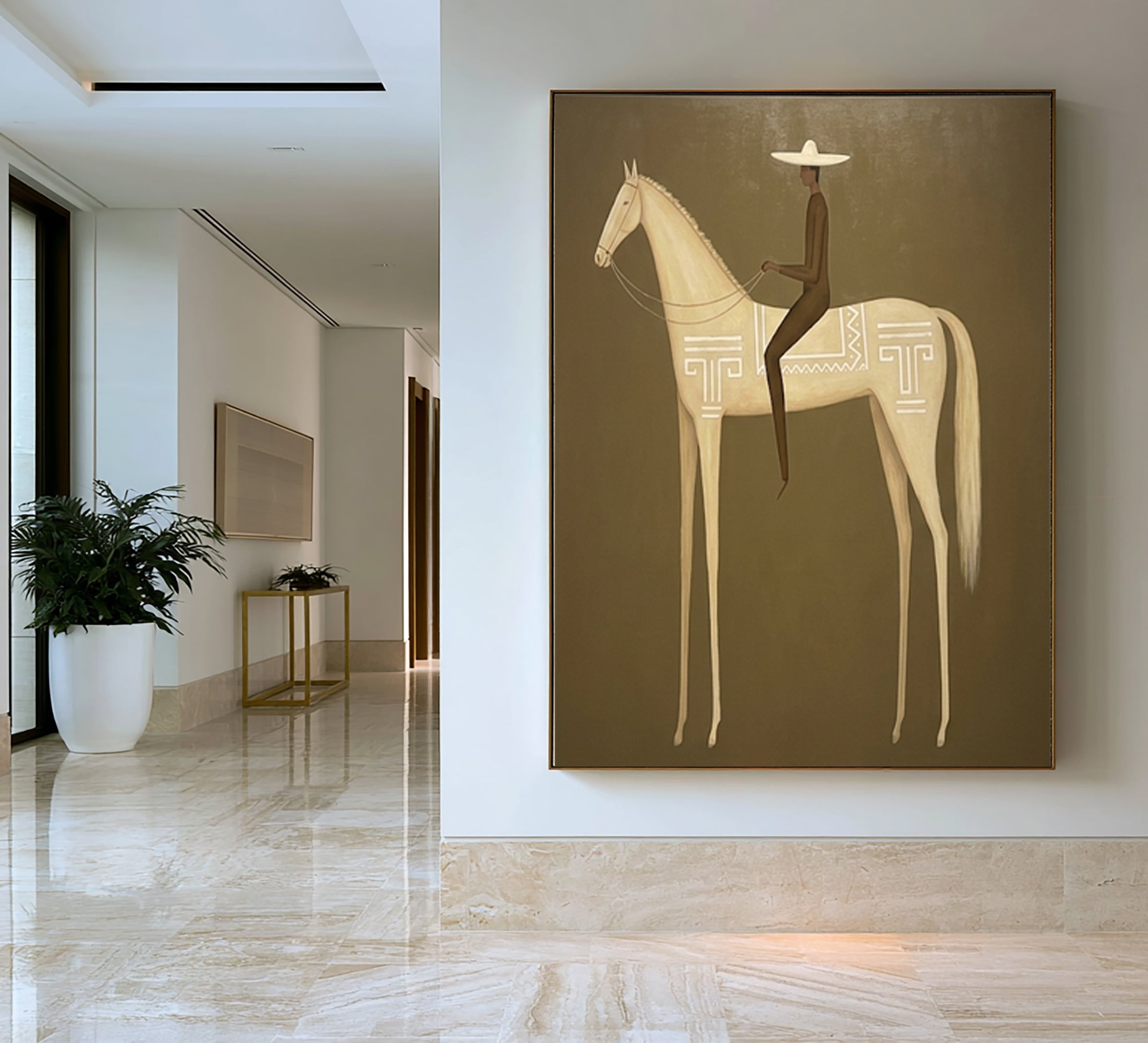 Large Modern Horse Rider Wall Art Equestrian Oil Painting Cowboy Cowgirl Inspired Vintage Americana Western Artwork Contemporary Home Decor