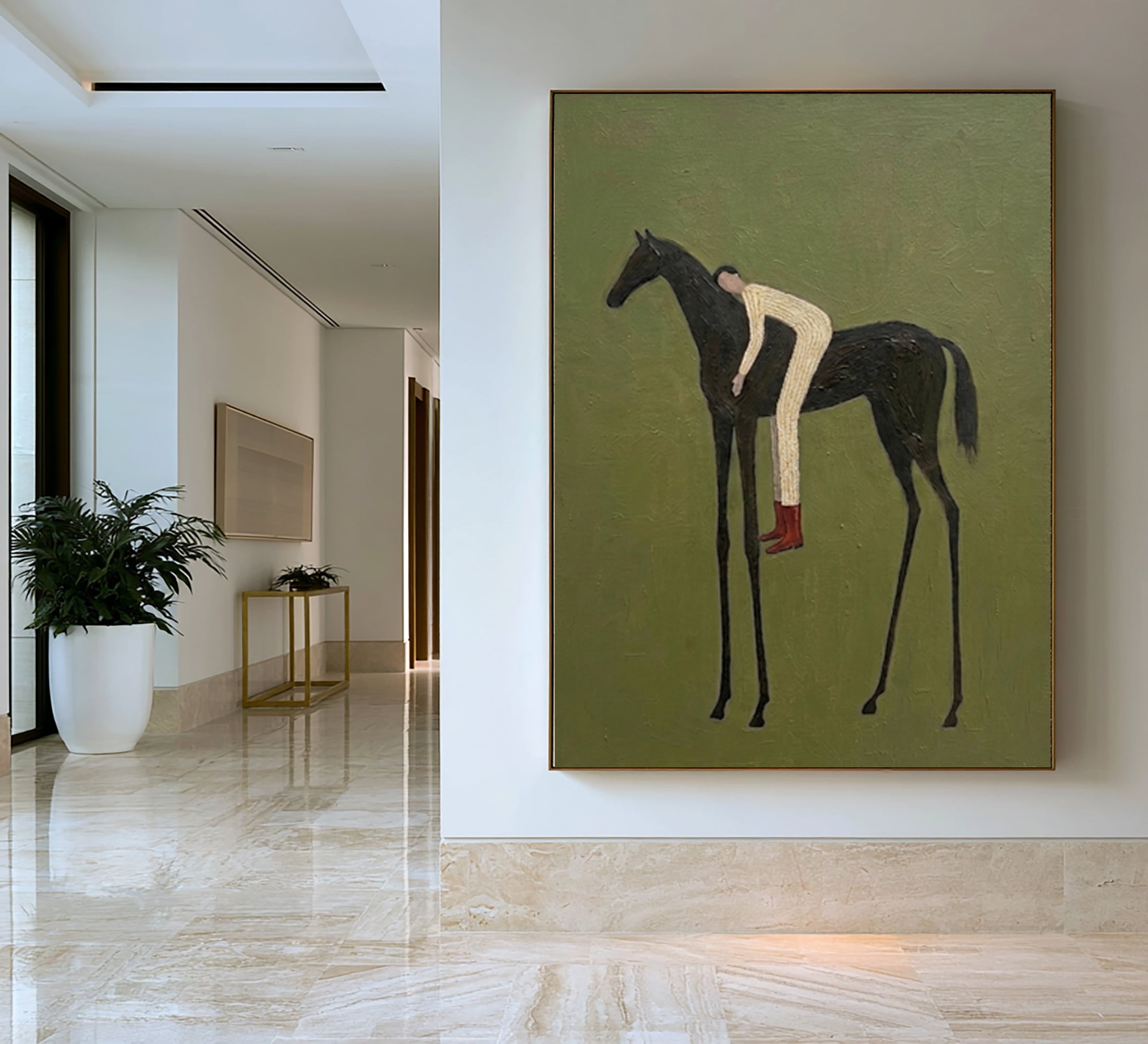 Large Vintage Rider Wall Art Horse Equestrian Oil Painting Cowboy Cowgirl Inspired Vintage Americana Western Artwork Modern Home Decor