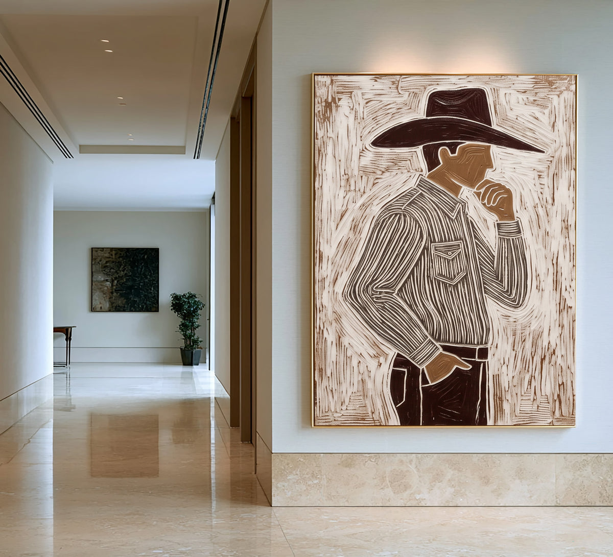 Modern Cowboy Painting Textured Western Art