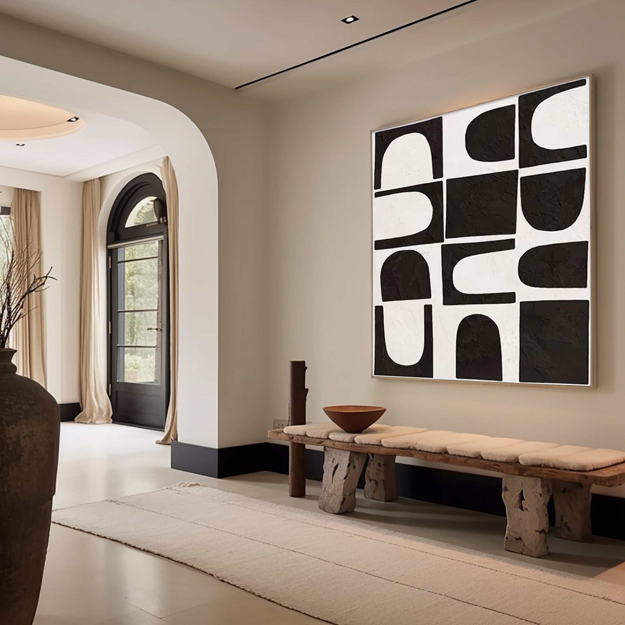 Black and White Canvas, Textured Geometric Matrix Art #BGA 250