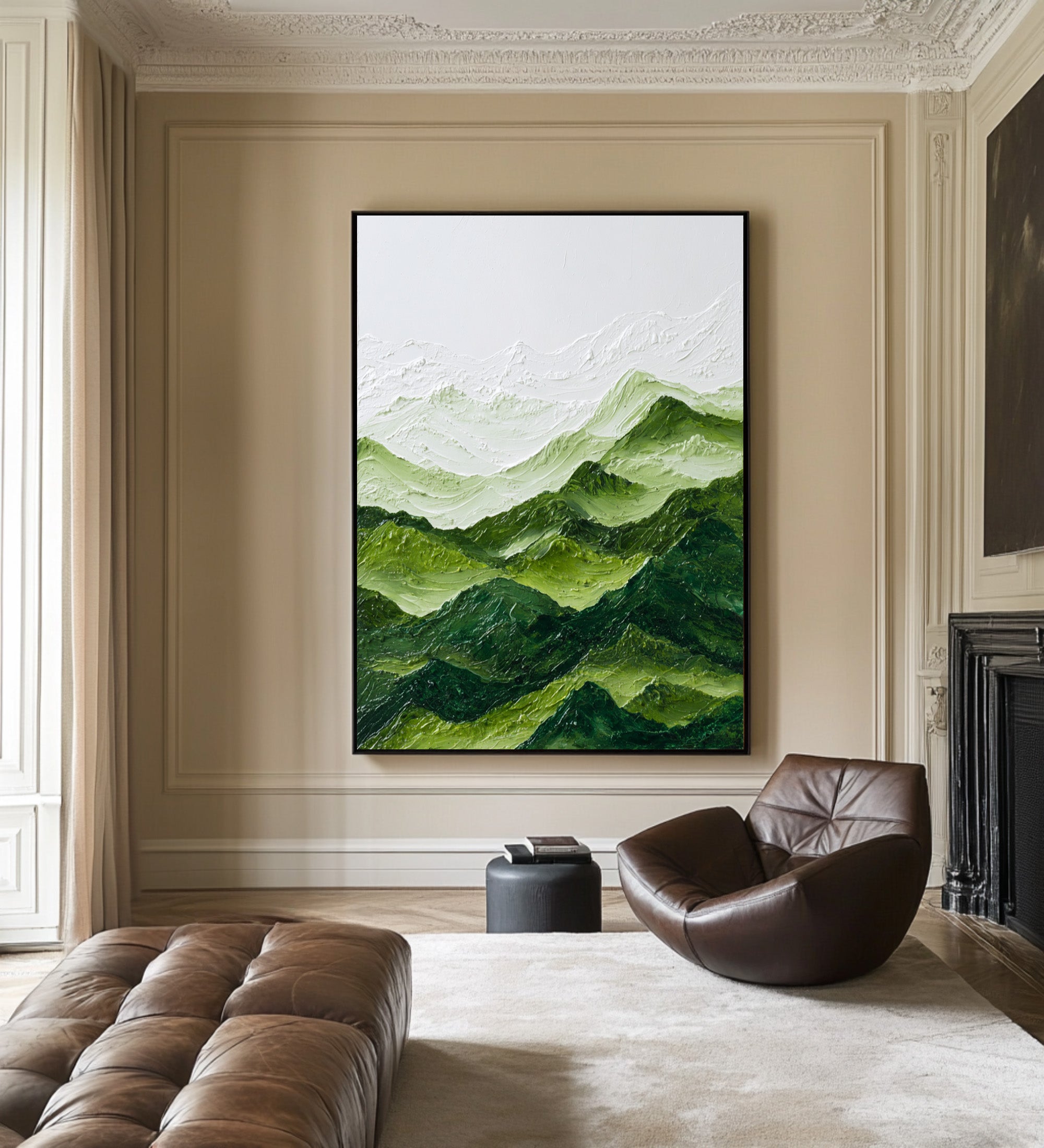 Large Contemporary Green Abstract Landscape | MuroArt #WAB 001