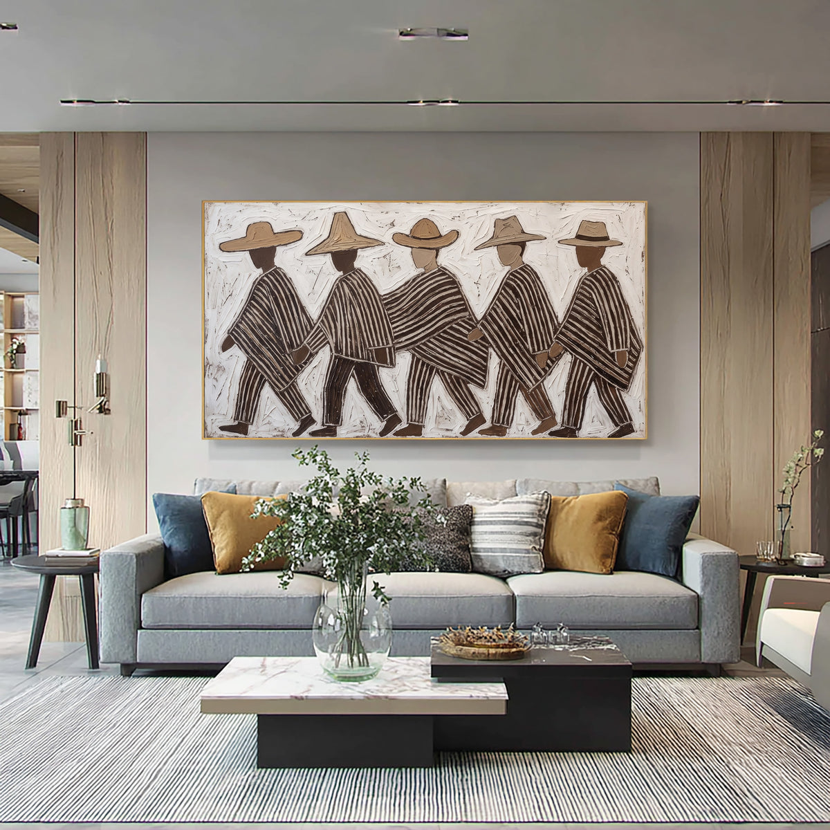 Southwestern Folk Art Painting, Textured Western Wall Art, Hand Painted Figurative Artwork