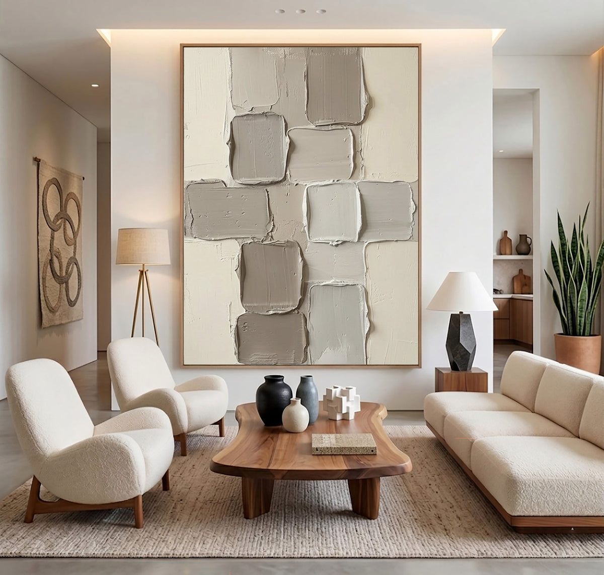 Layers Of Quietly Gathered Forms Large Neutral Abstract Wall Art Textured Sculptural Relief Painting