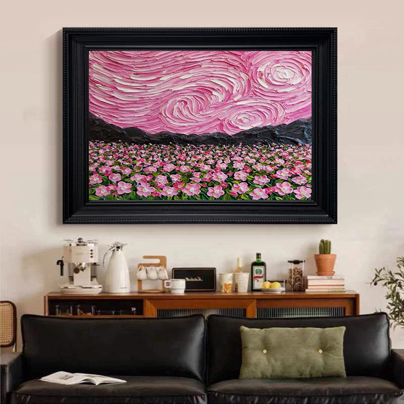 Pink Fields And Sky, Contemporary Landscape Wall Art #BGA 080