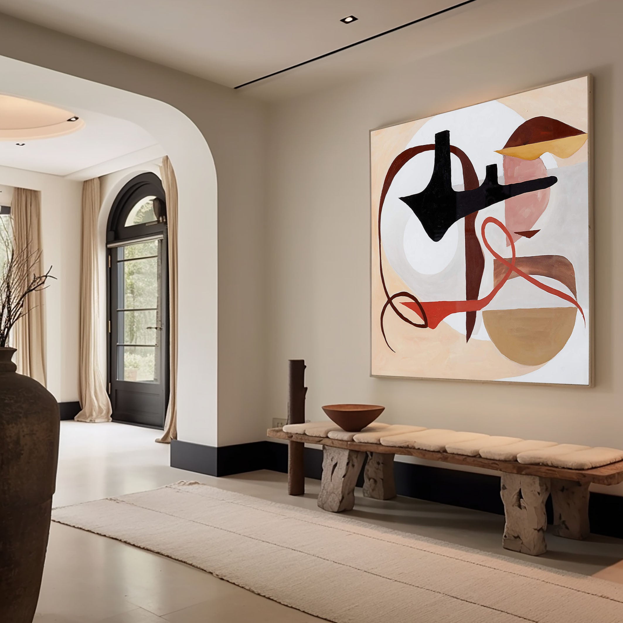 Contrasting Forms in Earth Tone, Organic and Geometric Canvas #BGA 123