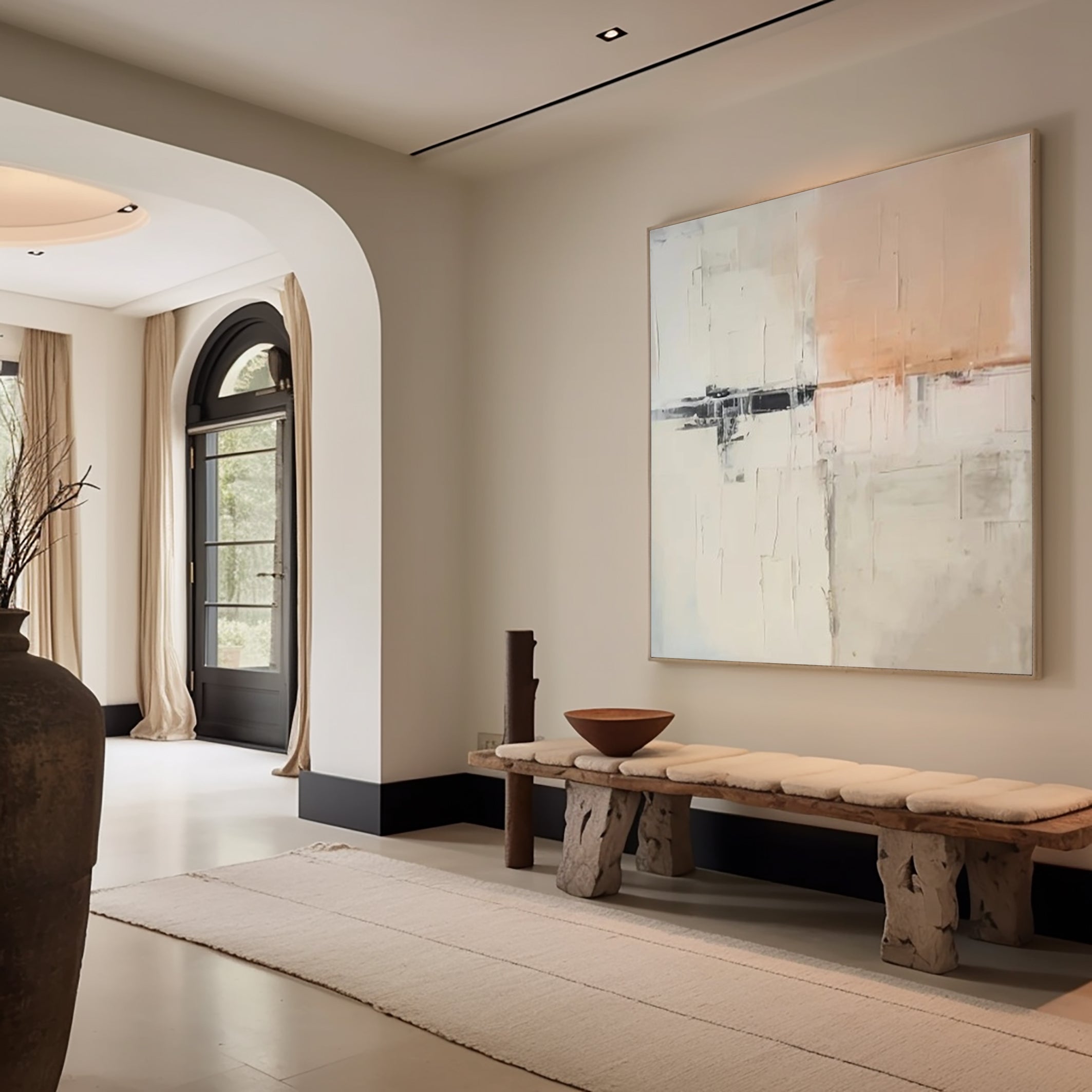 Abstract Peach & Black Art, Scandinavian Modern Wall Decor #BGA 219