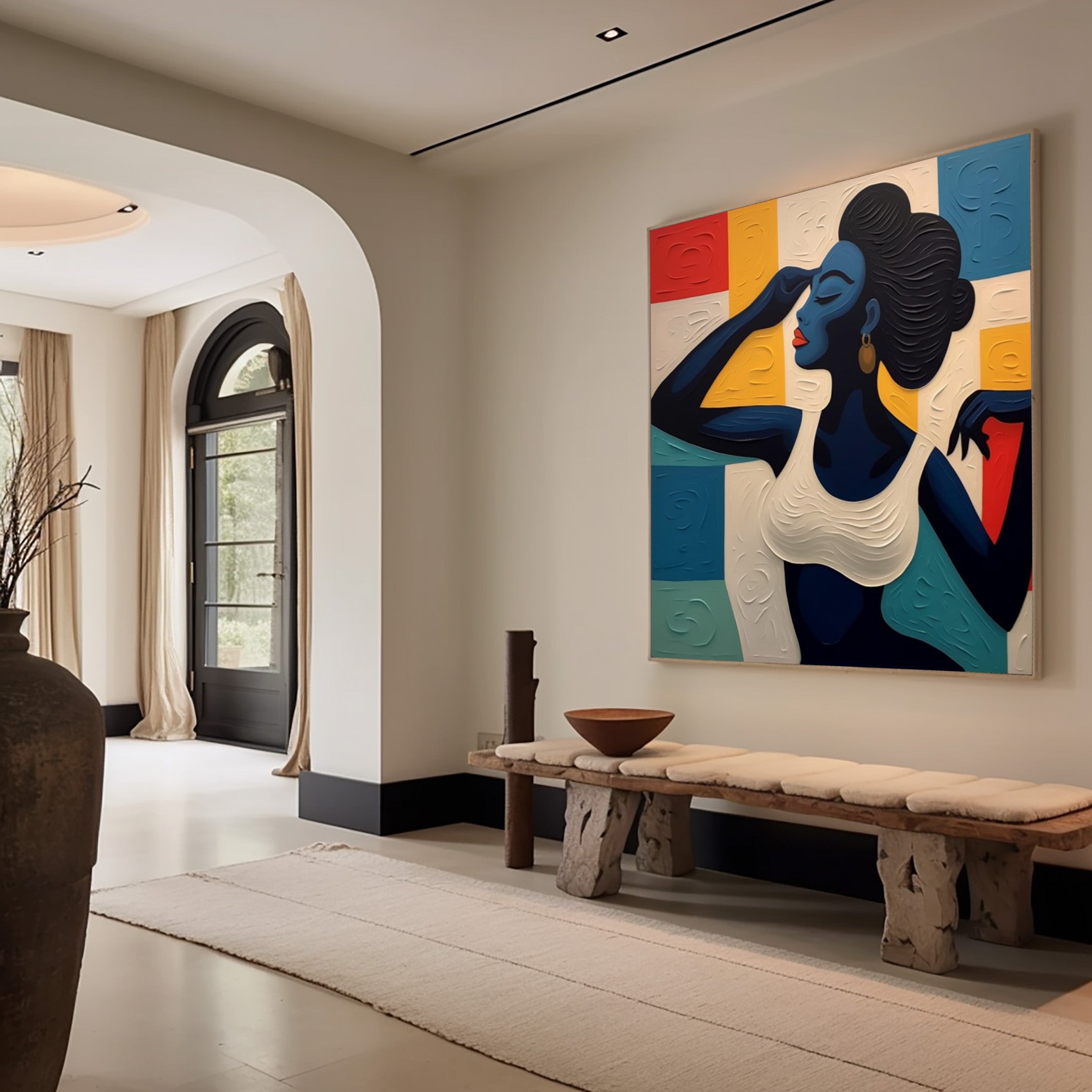 Striking Portrait with Surreal Palette, Geometric Figurative Art #BGA 240