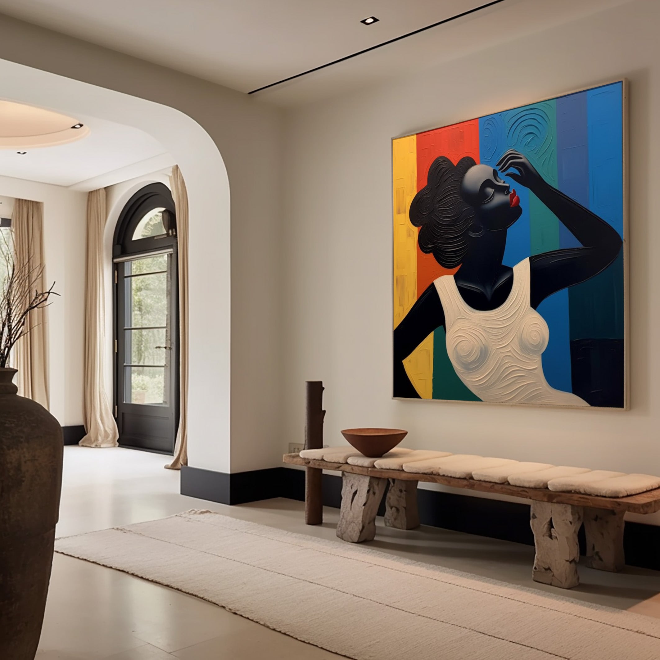 Striking Portrait with Vibrant Background, Figurative Art #BGA 238