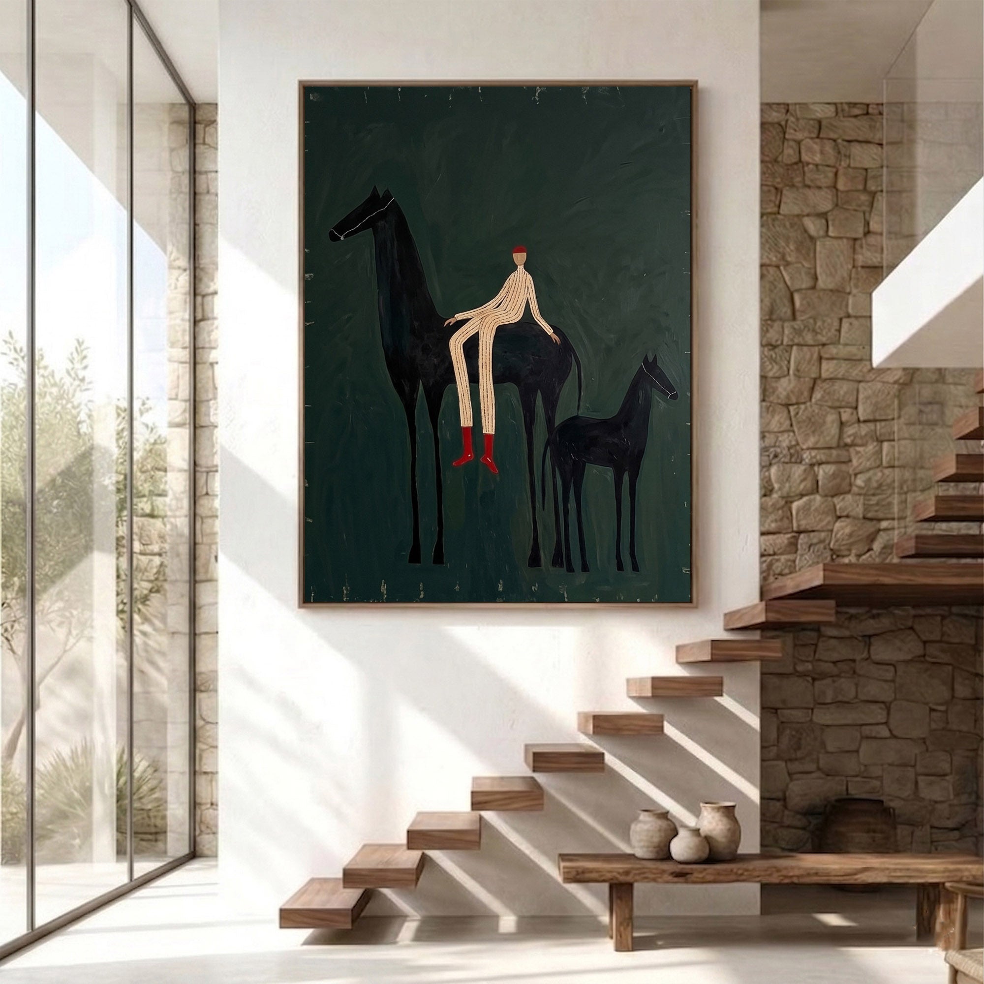 Large Cowboy Horse Wall Art Contemporary Western Horse Painting