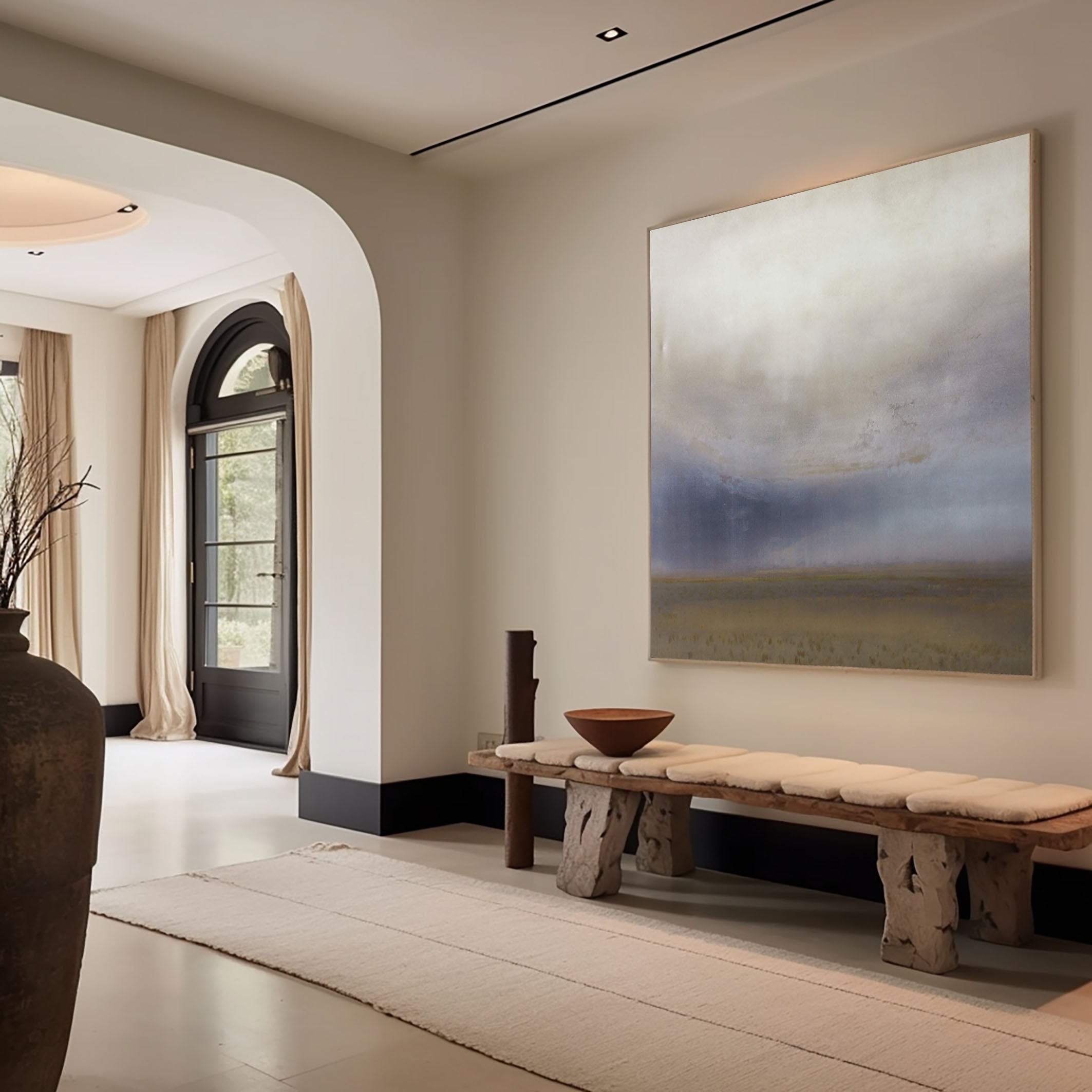 Soft Blended Horizon with Distant Field, Framed Wall Art #BGA 128