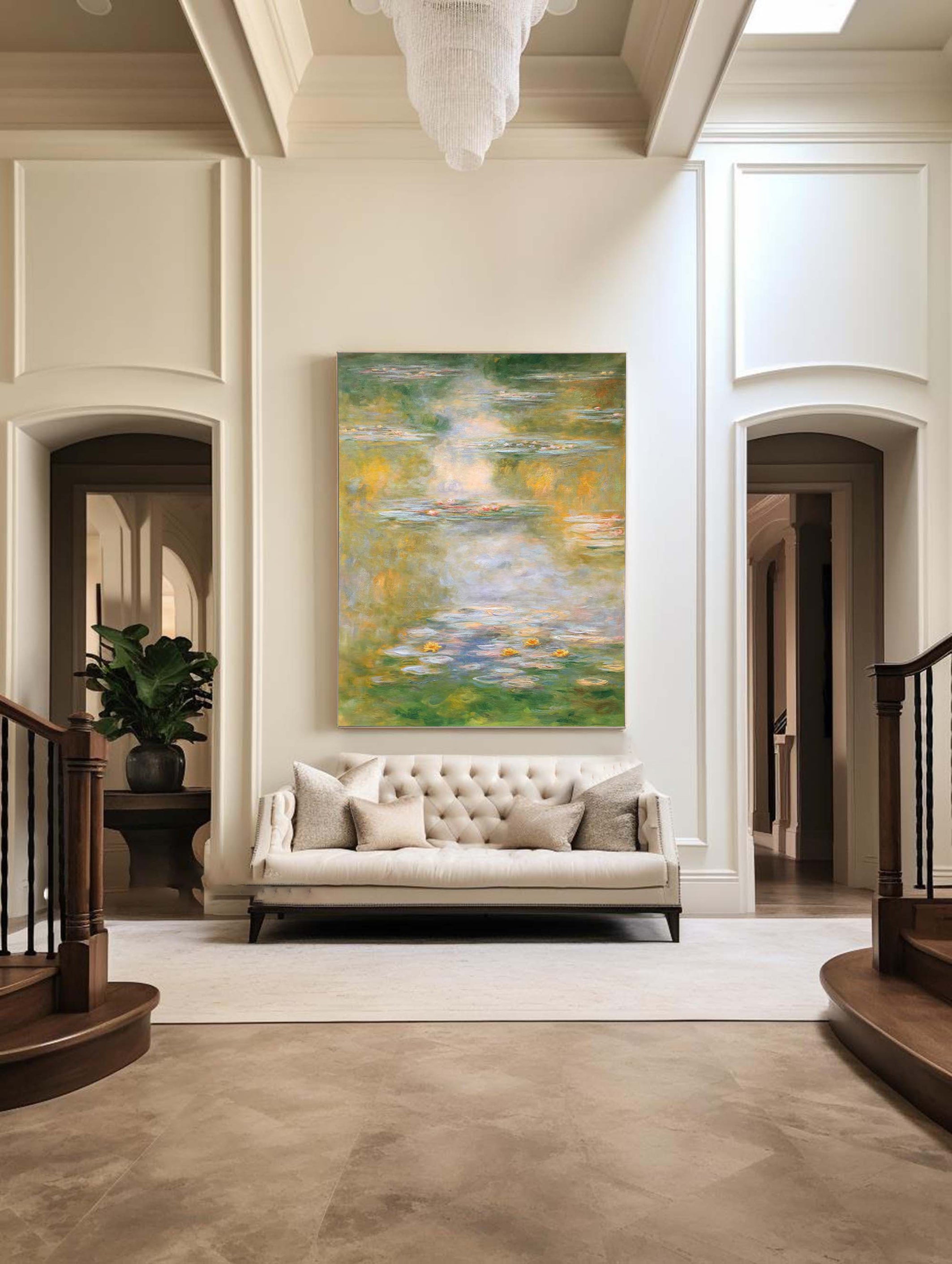 Monet Inspired Water Lilies, Impressionist Cascade #BGA 178