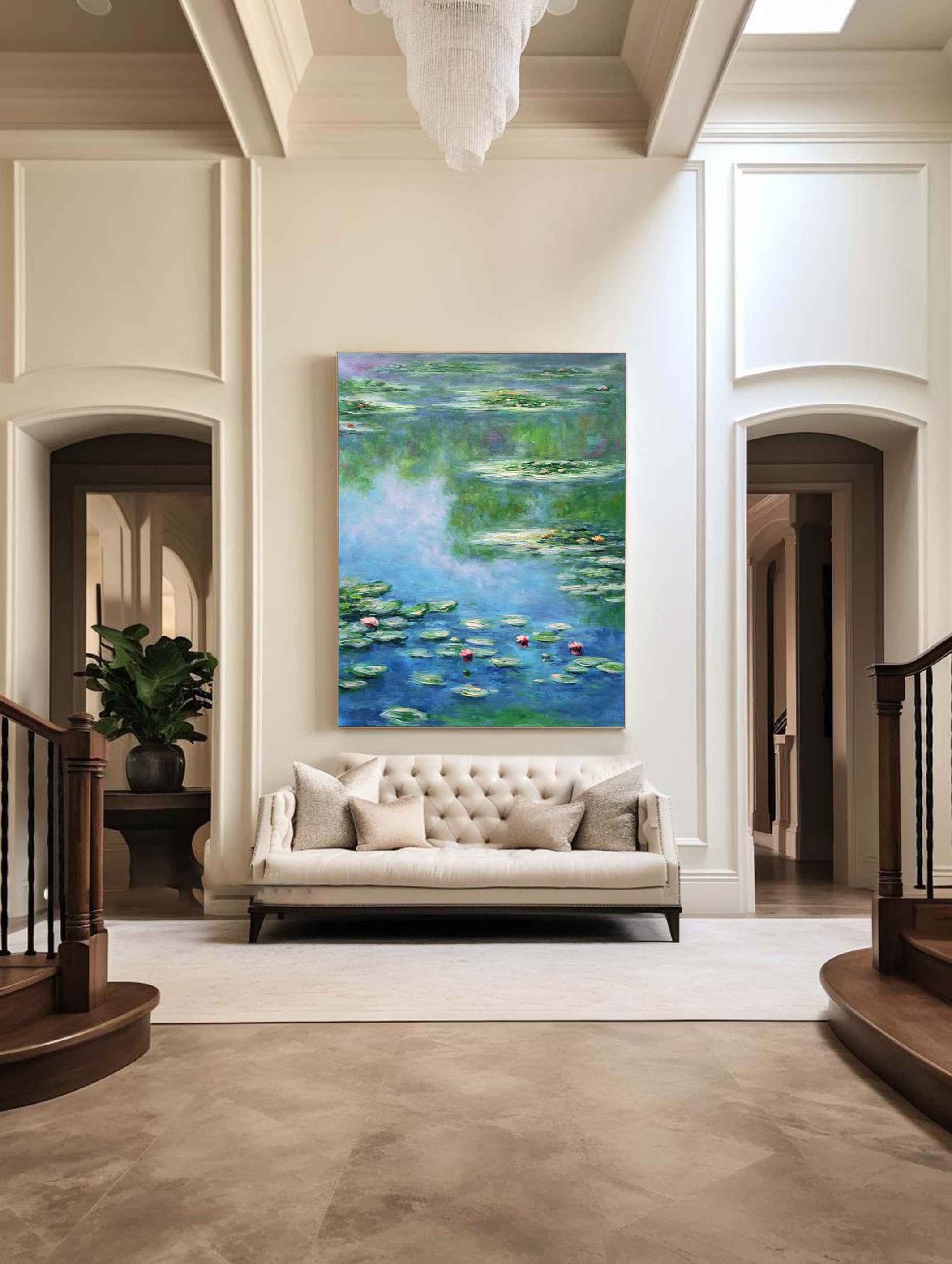 Monet Tribute Lilies, Impressionist Pond Scene #BGA 182