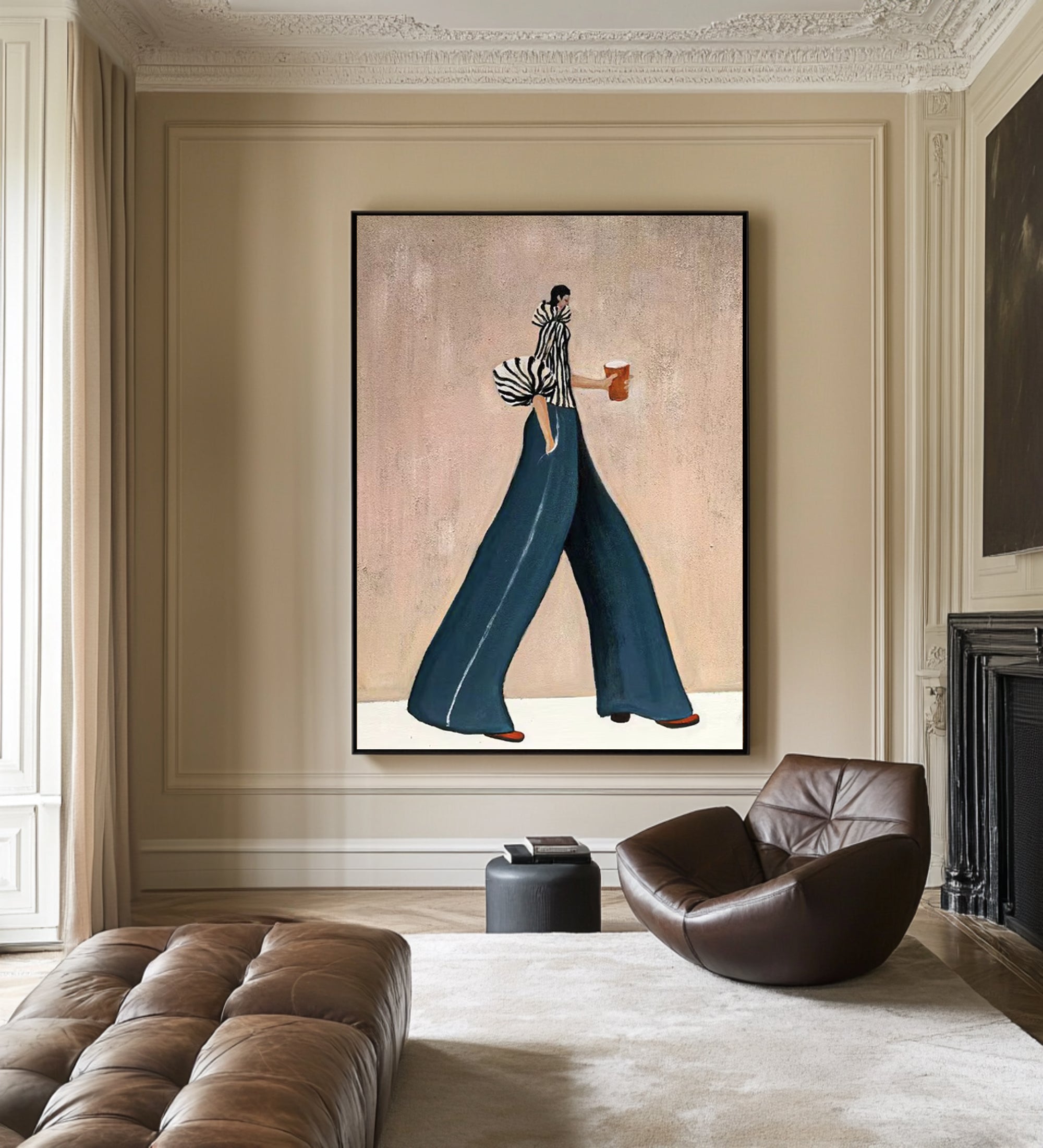Large Fashion Figure Painting Modern Minimalist Woman Wall Art