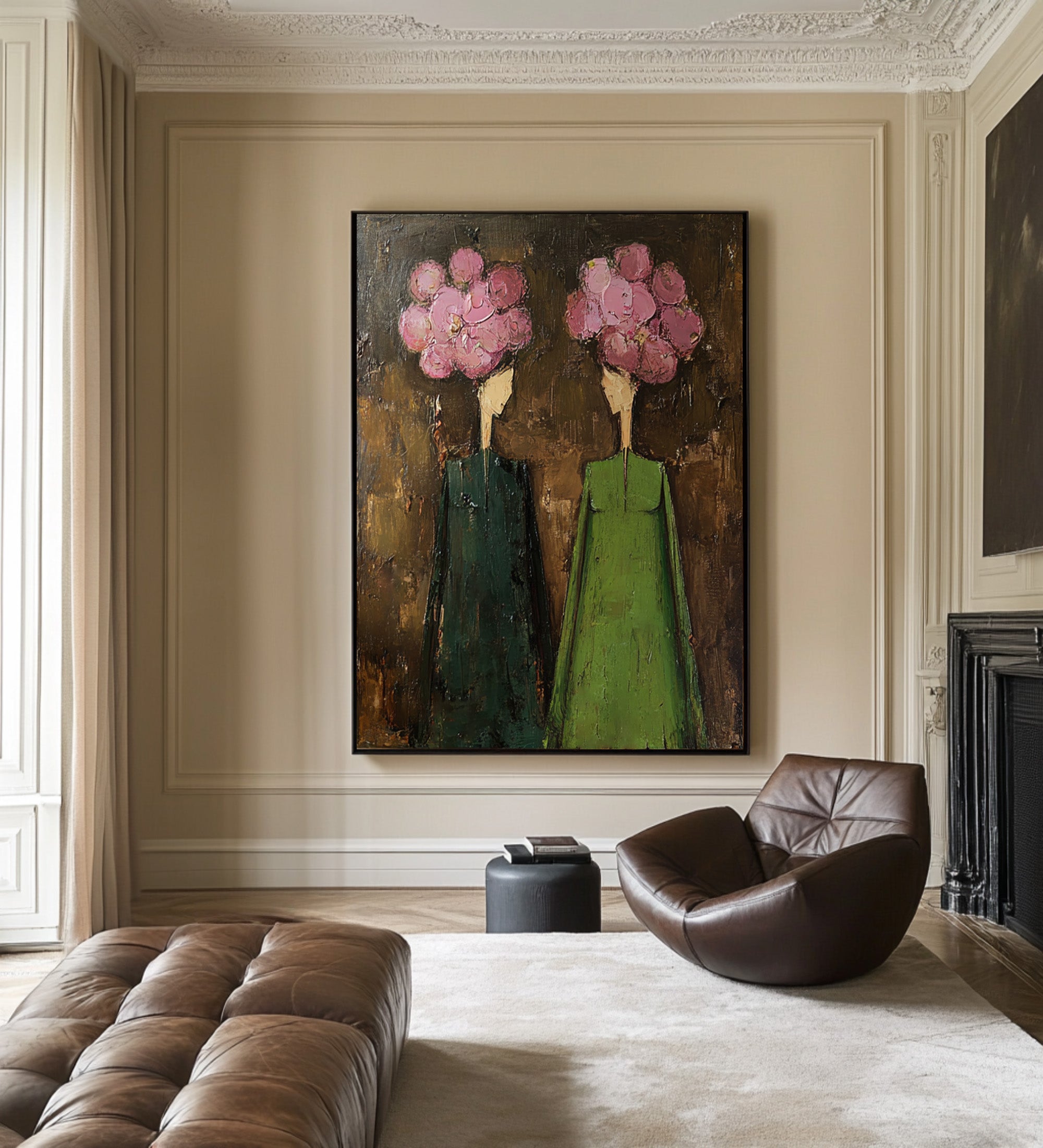 Large Contemporary Figurative Oil Painting on Canvas – Statement Wall Art for Entryway Decor #WAC 038