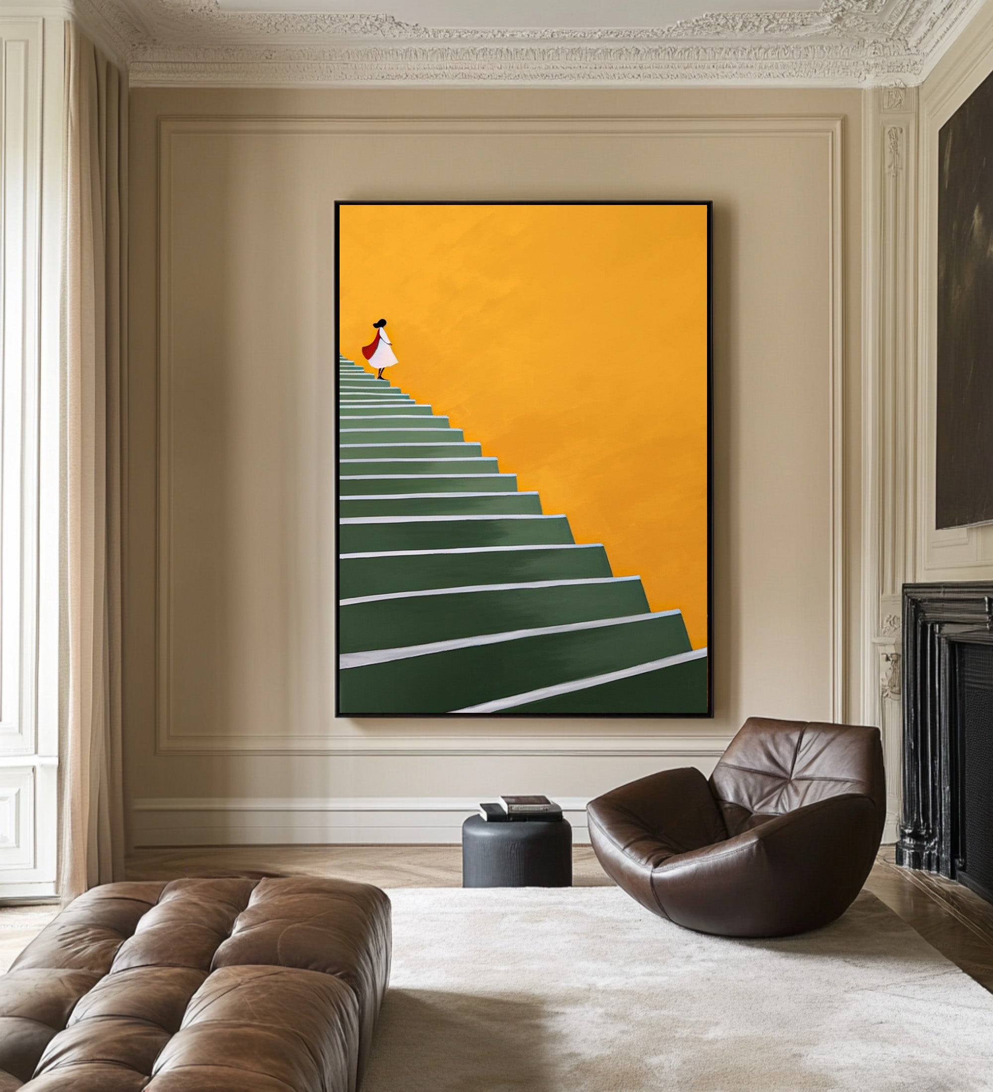Large Contemporary Abstract Oil Painting, Minimalist Figure Wall Art for Modern Interiors #WAC 012