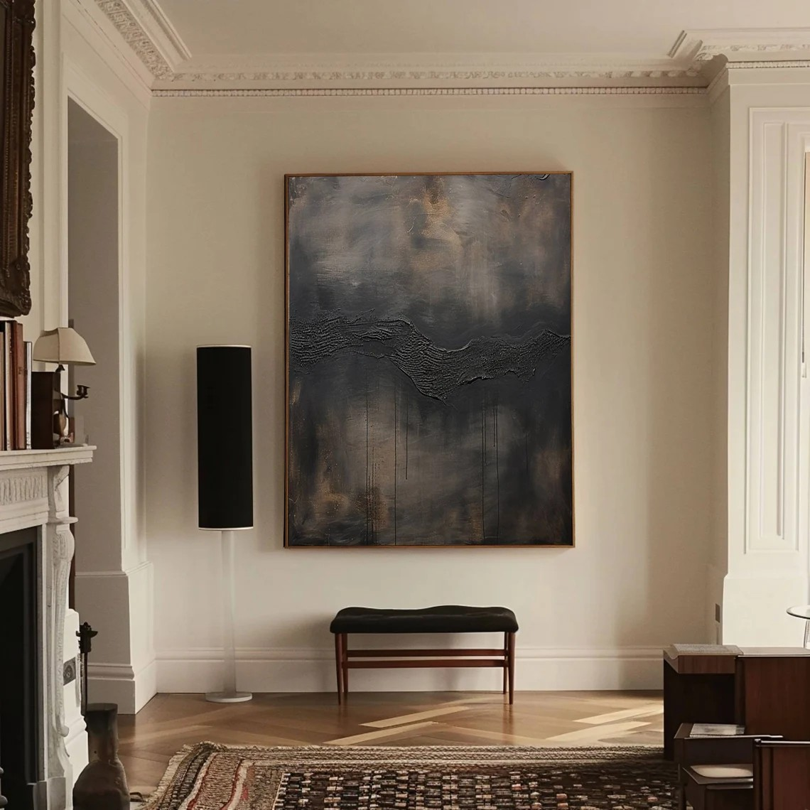Moody Dark Wall Art, Textured Canvas, Minimalist Decor #BGA 136