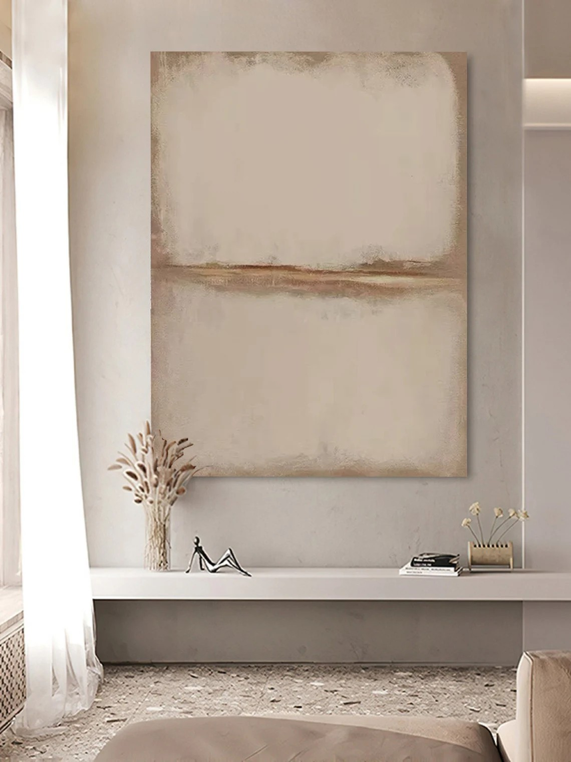 Beige and Brown Landscape Abstract Art, Modern Wall Decor #BGA 139