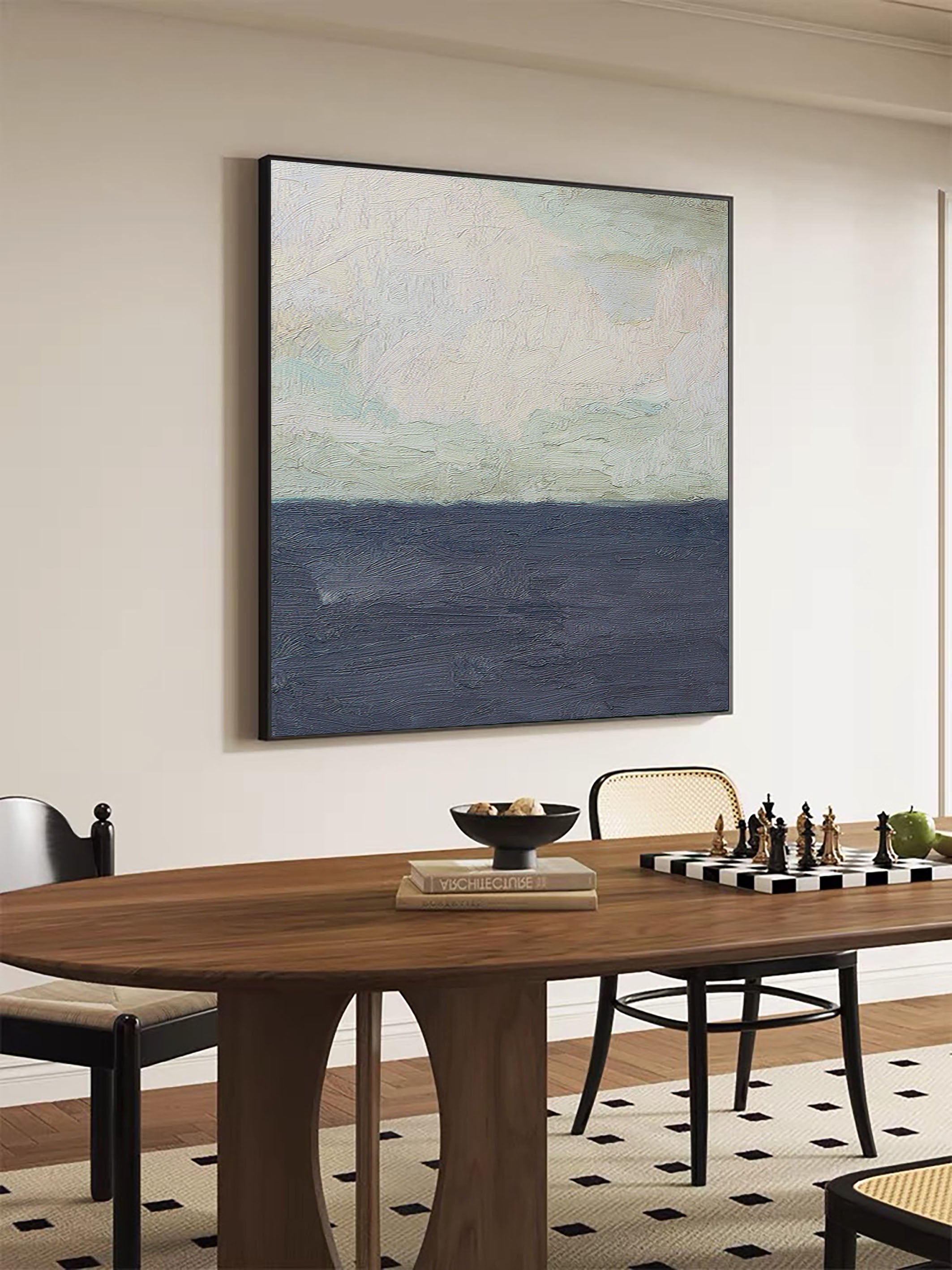 Framed Horizontal Impasto Canvas with Color Band Contrast #BGA 126