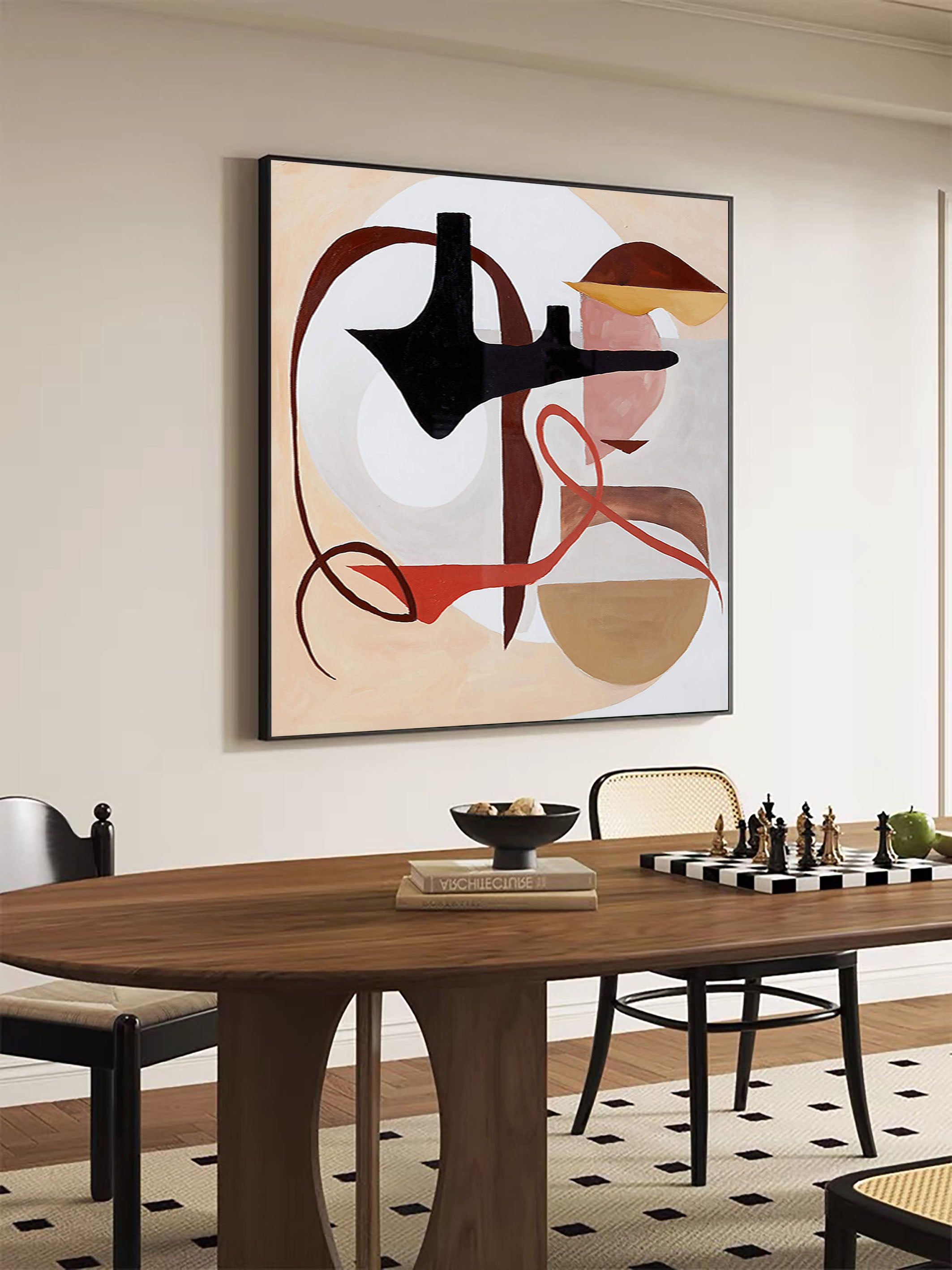 Contrasting Forms in Earth Tone, Organic and Geometric Canvas #BGA 123