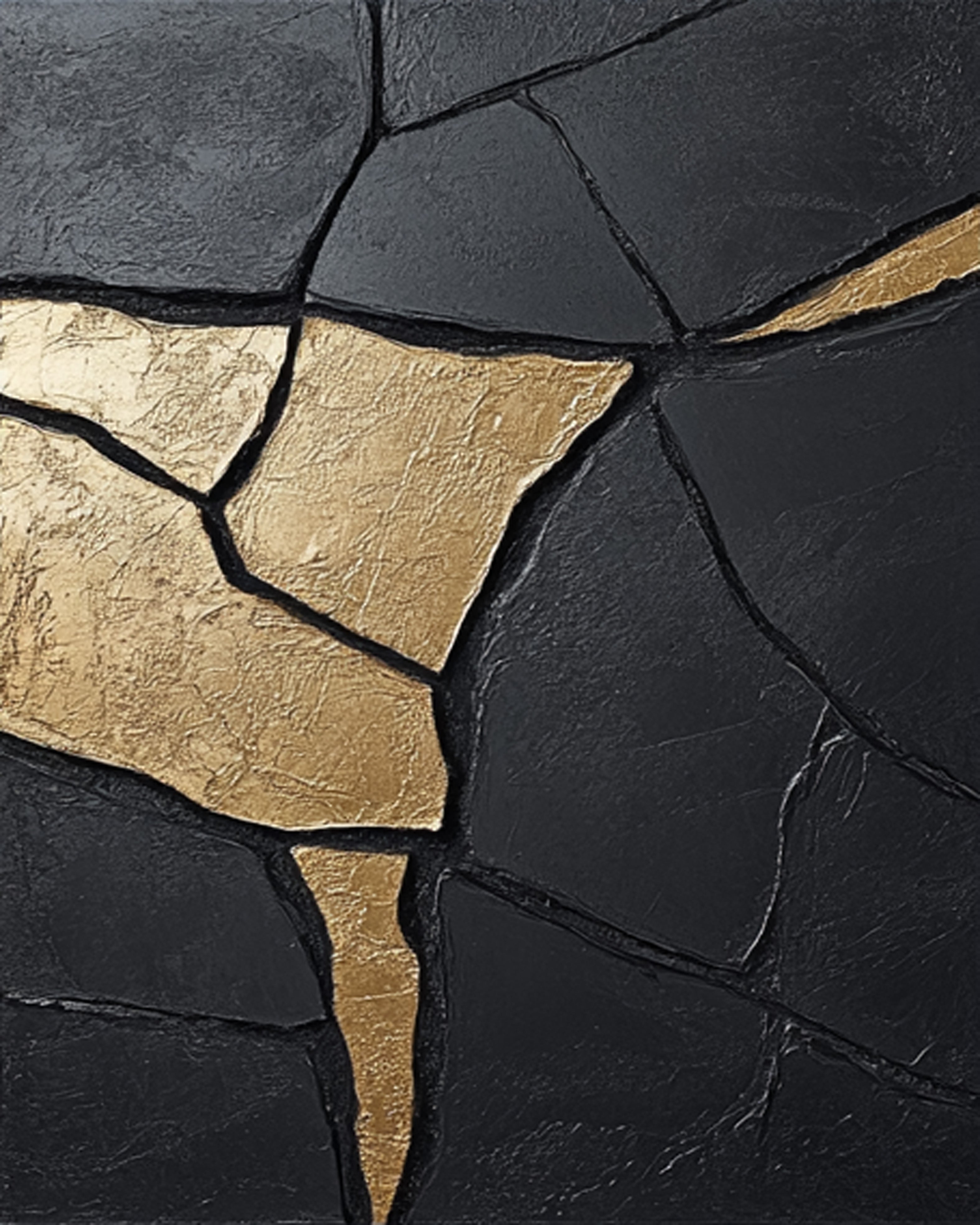 Large Contemporary Black Impasto with Flowing Gold Accents #BGA 271