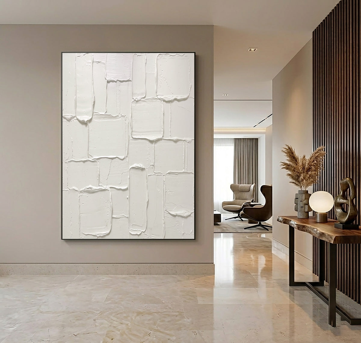 A Study In Modular Balance Large White Textured Abstract Wall Art Contemporary Sculptural Relief