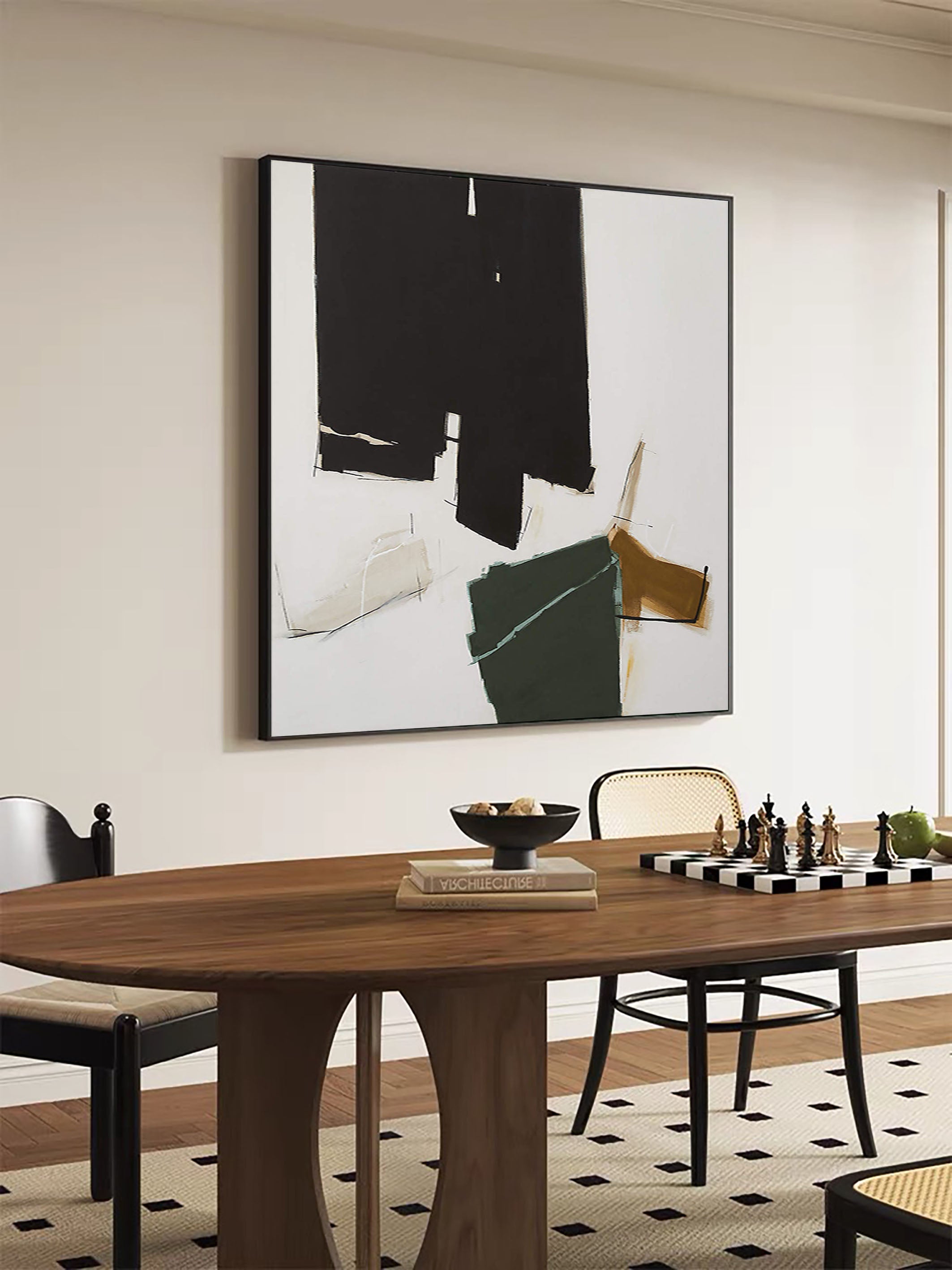 Black and Color Abstraction, Framed Contemporary Wall Art #BGA 125