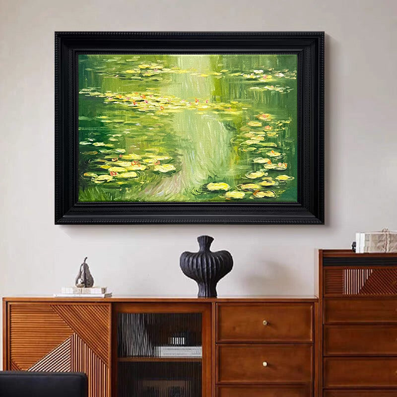 Monet Tribute Lilies, Green Impressionist Scene #BGA 186