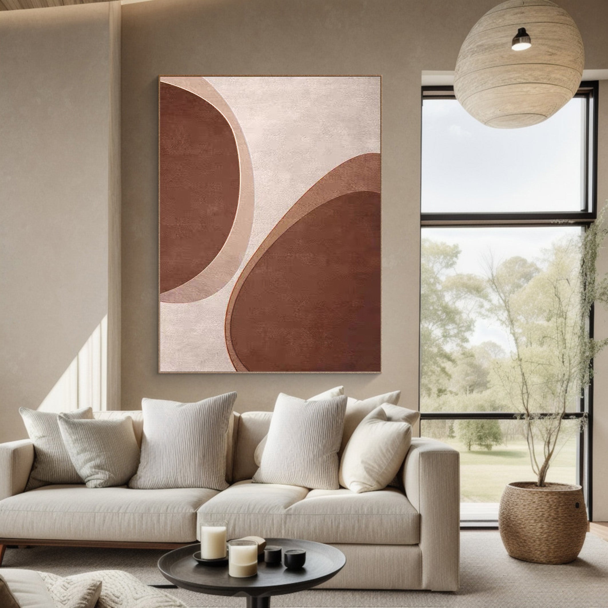 Warm Brown Minimalist Abstract with Organic Shapes #BGA 236