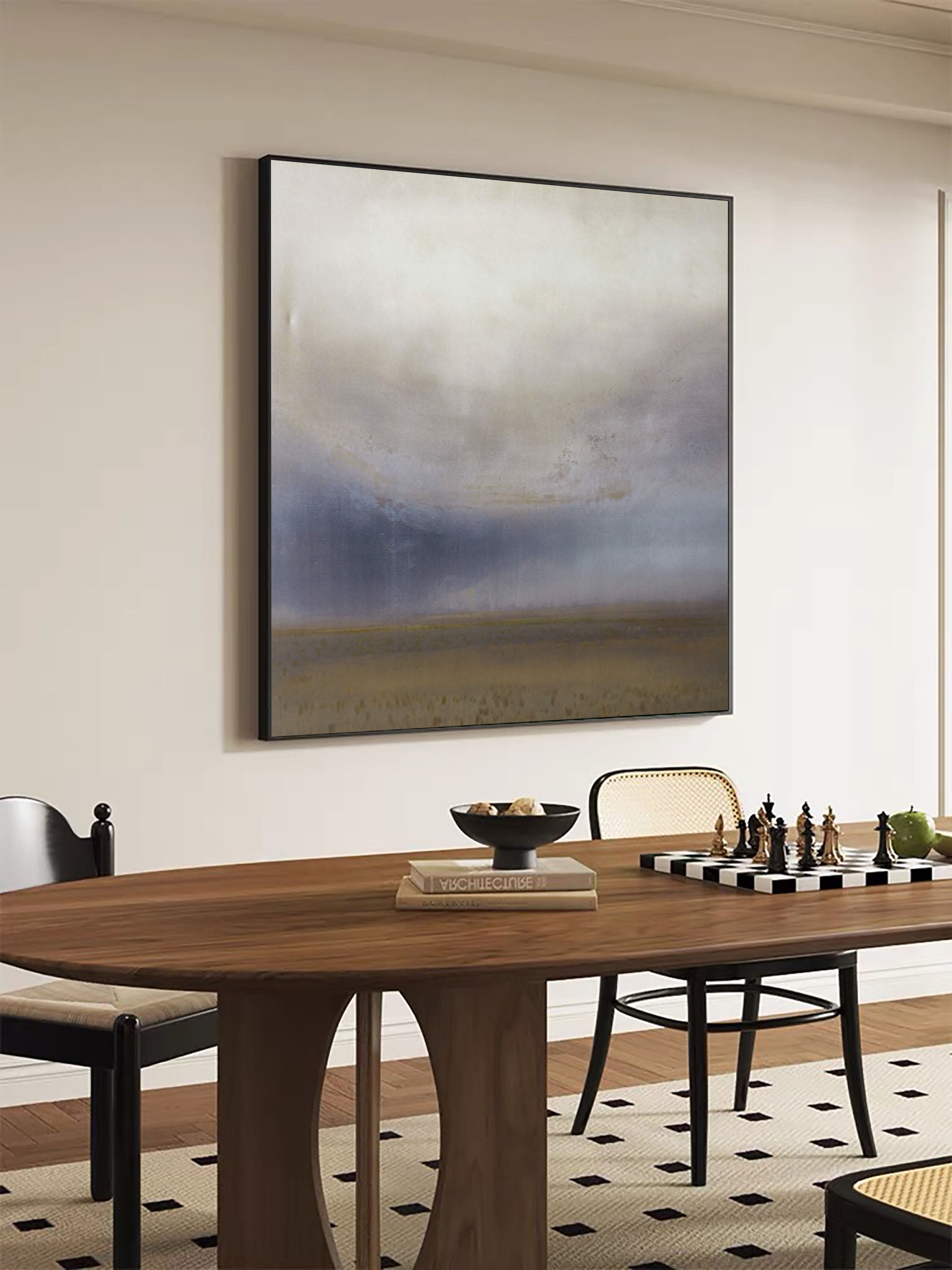 Soft Blended Horizon with Distant Field, Framed Wall Art #BGA 128