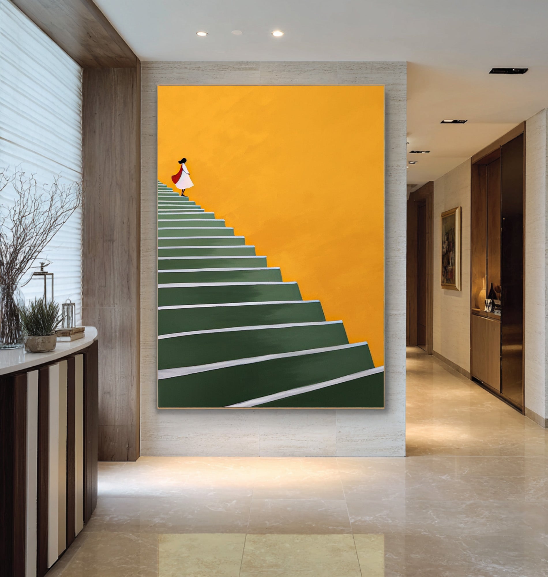 Large Contemporary Abstract Oil Painting, Minimalist Figure Wall Art for Modern Interiors #WAC 012