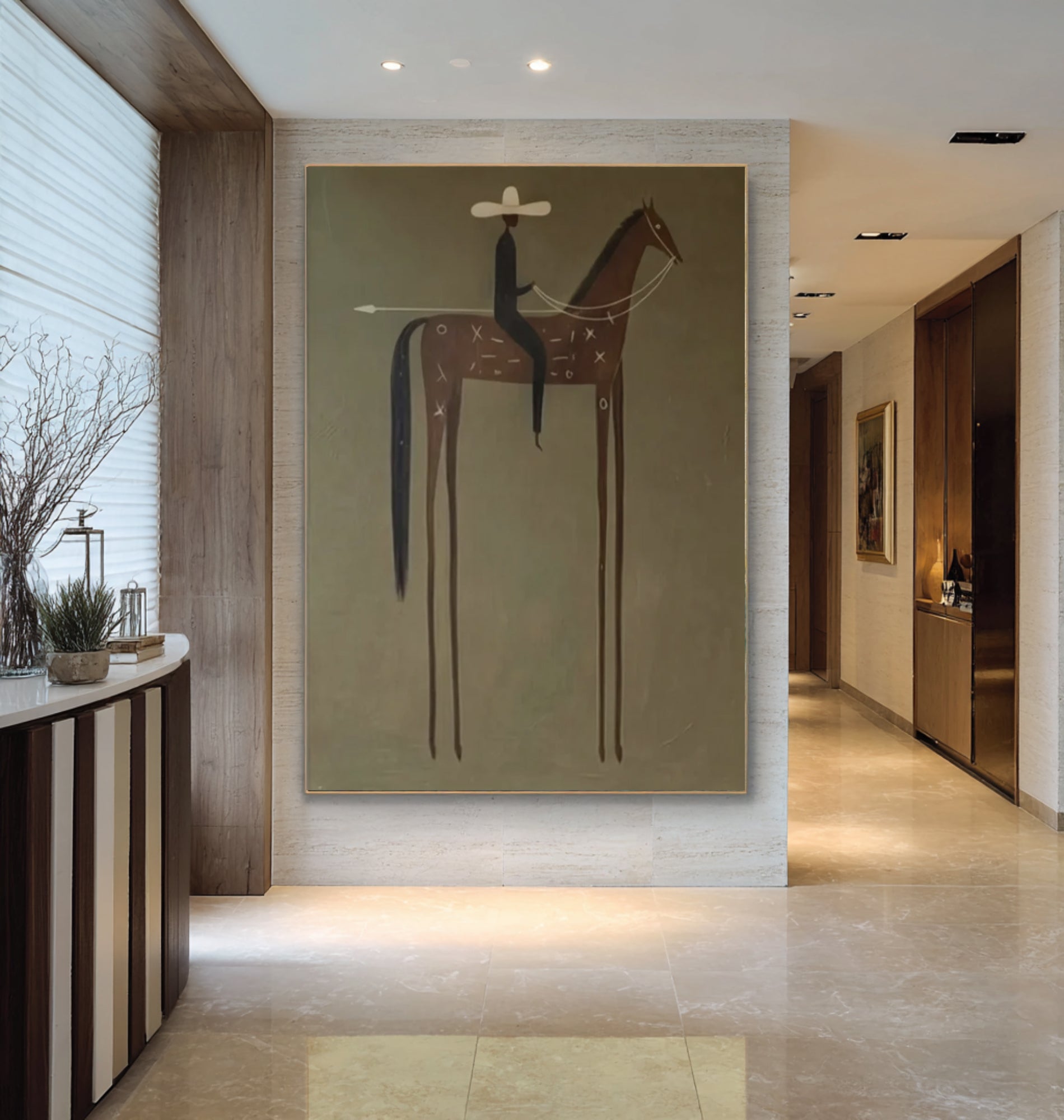 Gallery Style Horse Rider Painting Contemporary Desert Wall Decor