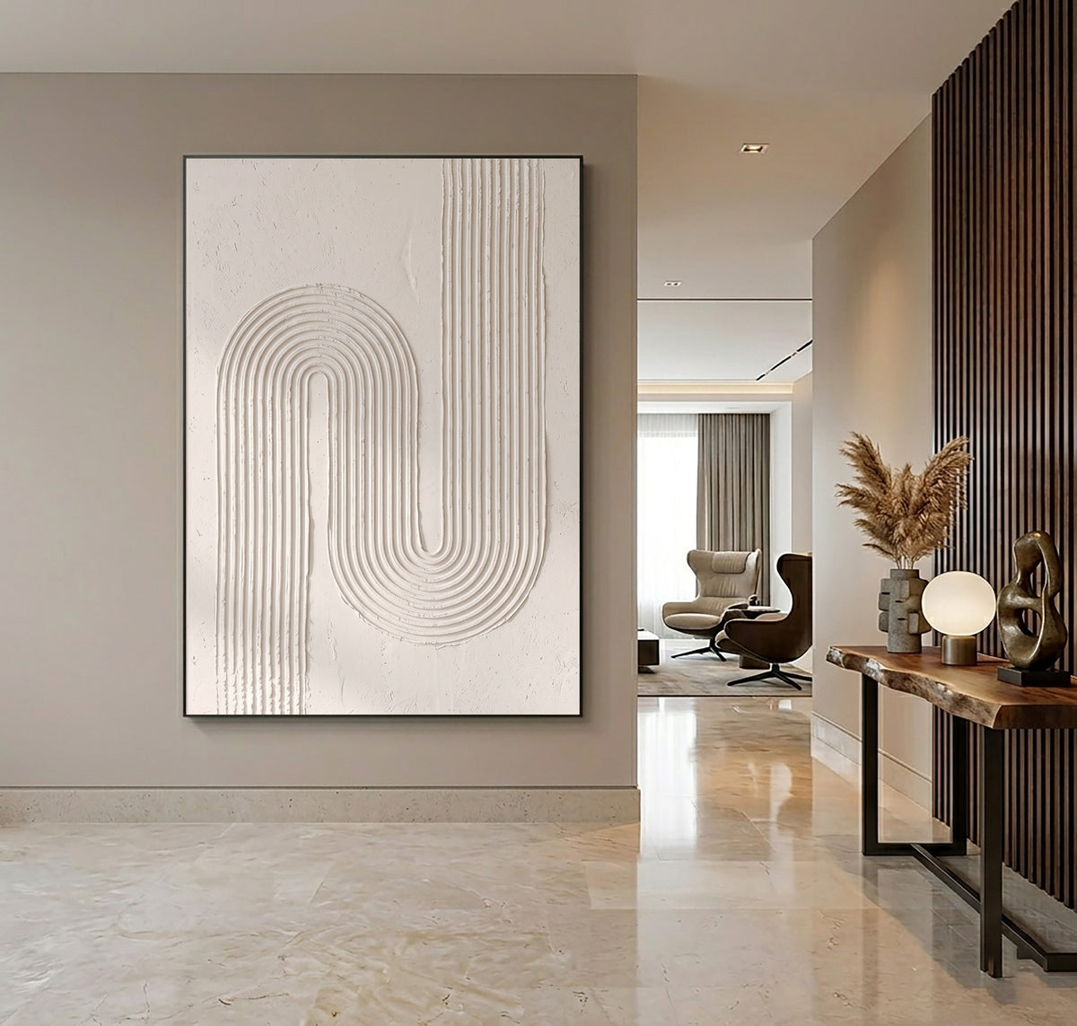 Flowing Lines Of Quiet Harmony Large White Textured Wall Art Sculptural Relief Minimalist Abstract Artwork