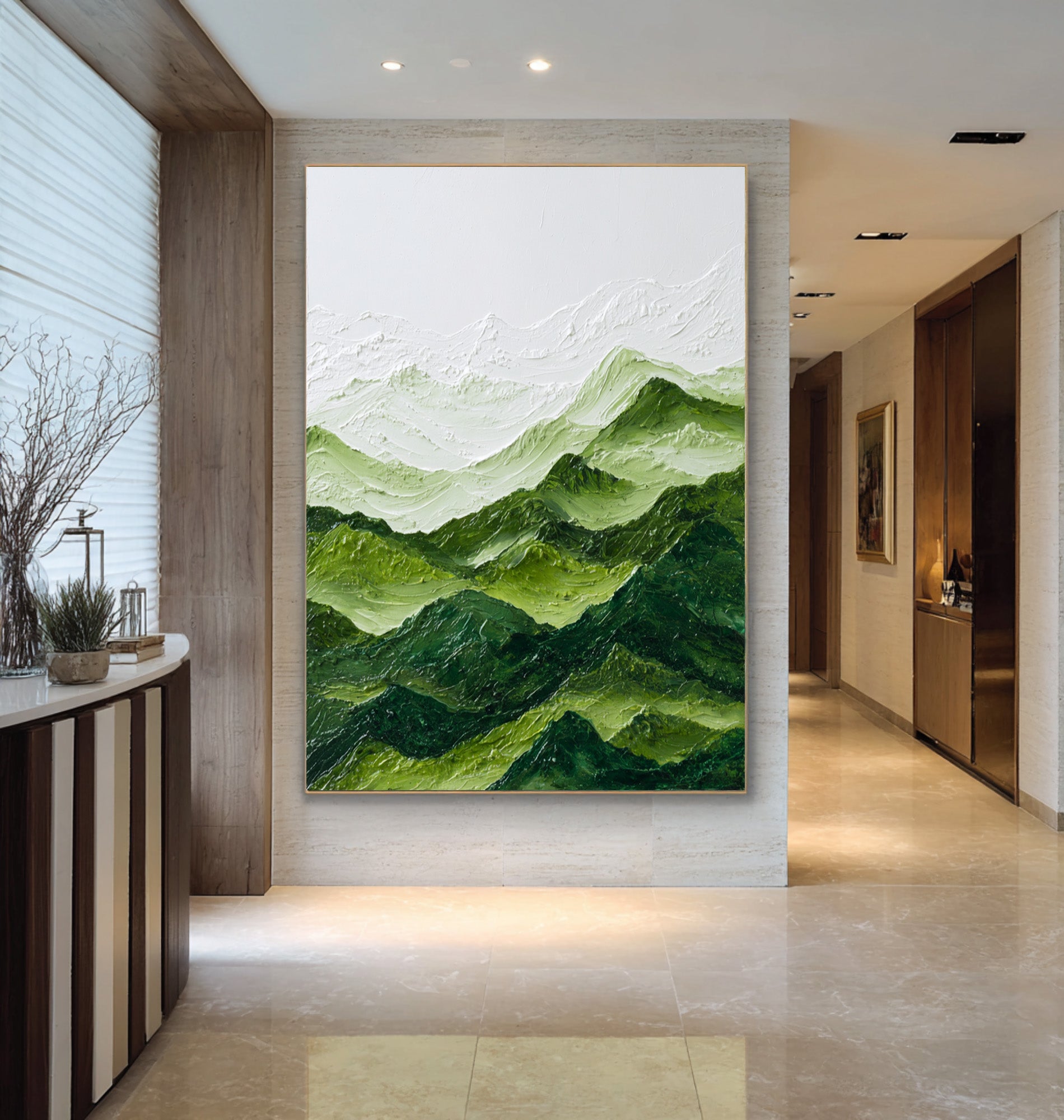 Large Contemporary Green Abstract Landscape | MuroArt #WAB 001