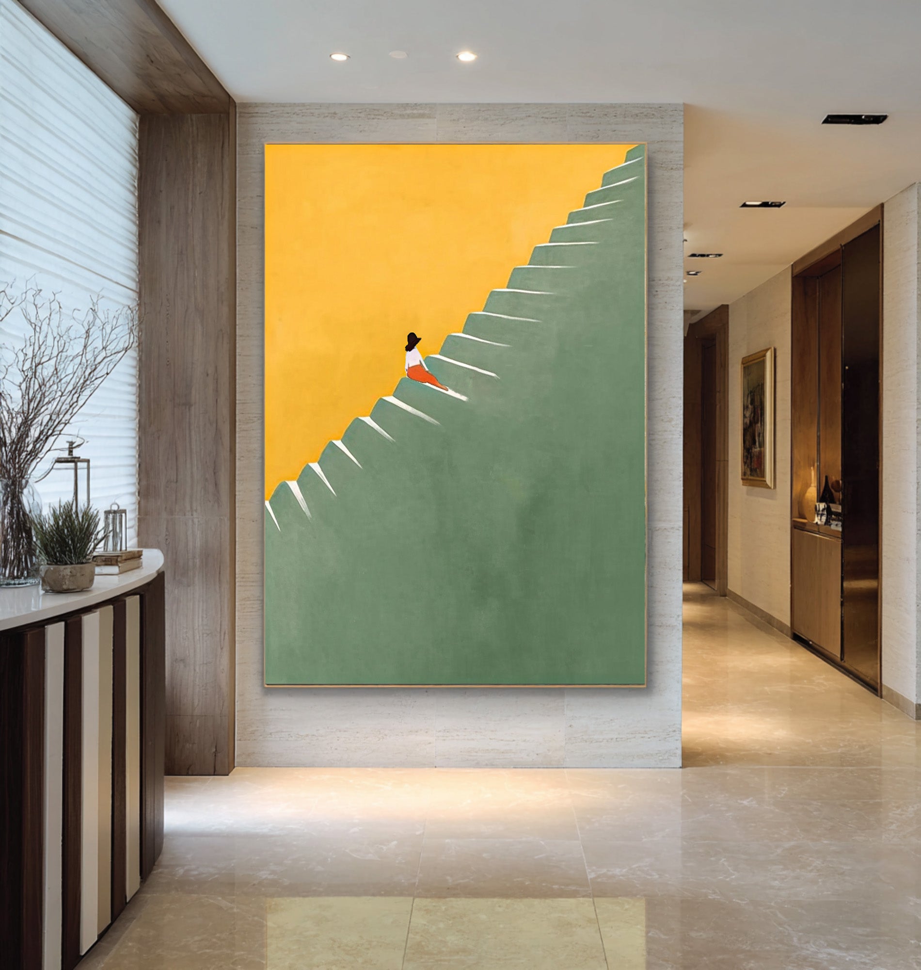 Large Minimalist Figure Abstract Oil Painting, Modern Statement Wall Art for Contemporary Interiors #WAC 011