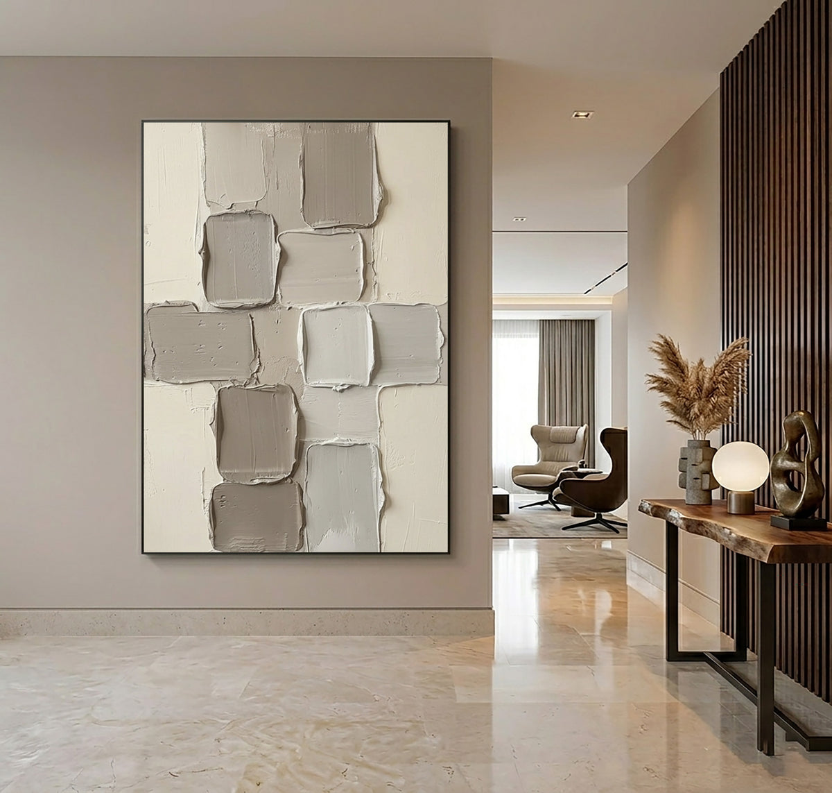 Layers Of Quietly Gathered Forms Large Neutral Abstract Wall Art Textured Sculptural Relief Painting