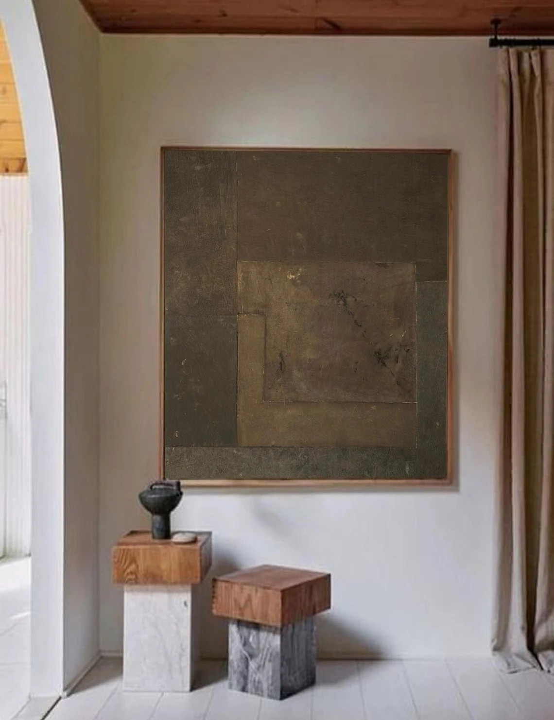 Contemporary Brown Wall Art, Textured Minimalist Design #BGA 158