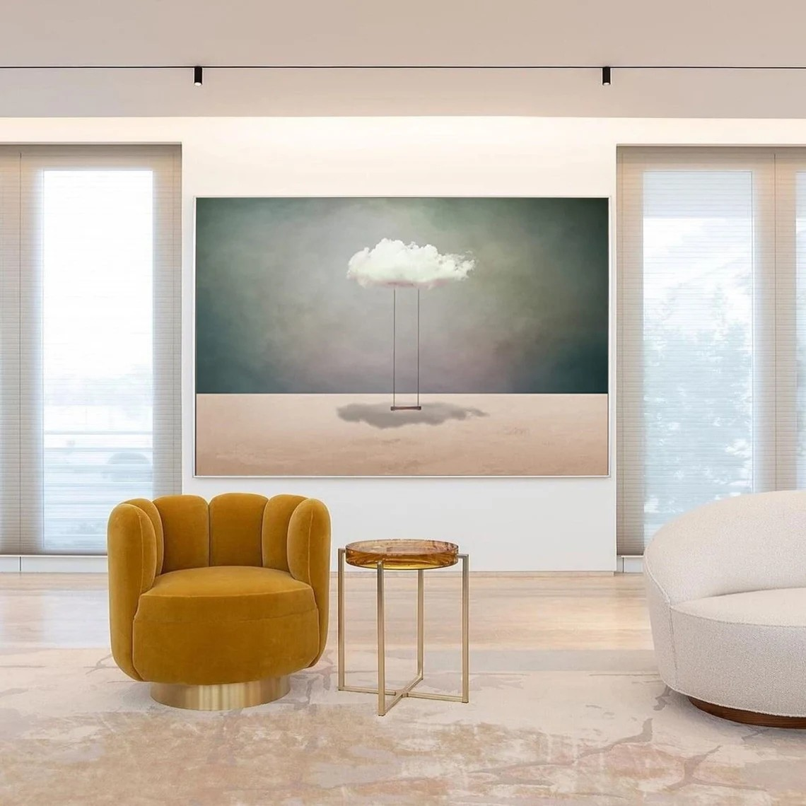 Turquoise Surreal Cloudscape Wall Art, Dreamlike Canvas #BGA 160