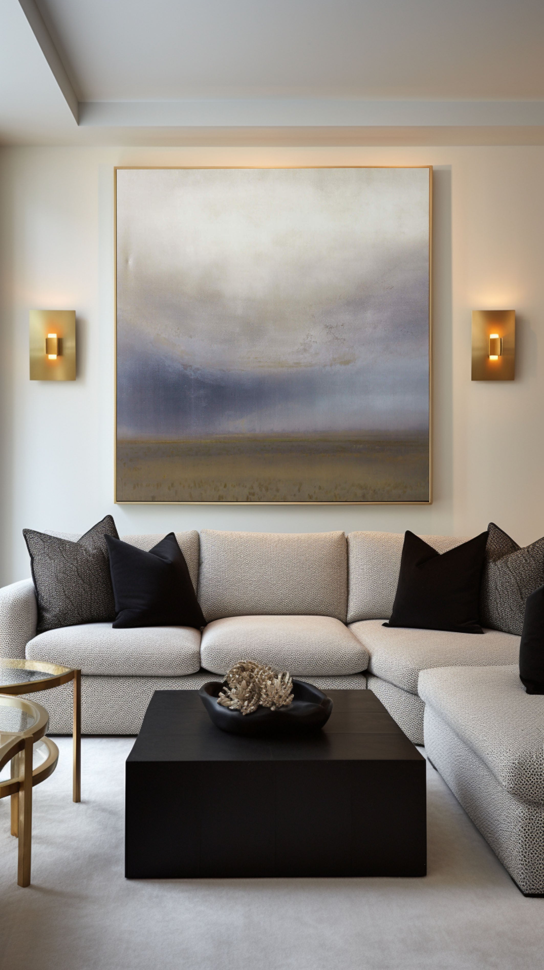 Soft Blended Horizon with Distant Field, Framed Wall Art #BGA 128
