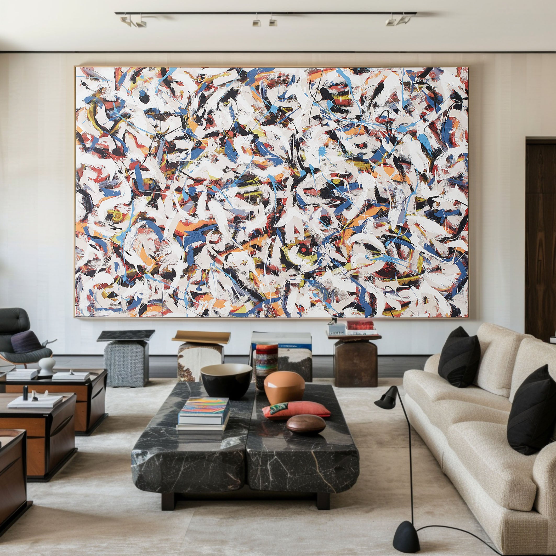 Colorful Abstract with Dynamic Brushwork, Contemporary Canvas #BGA 119