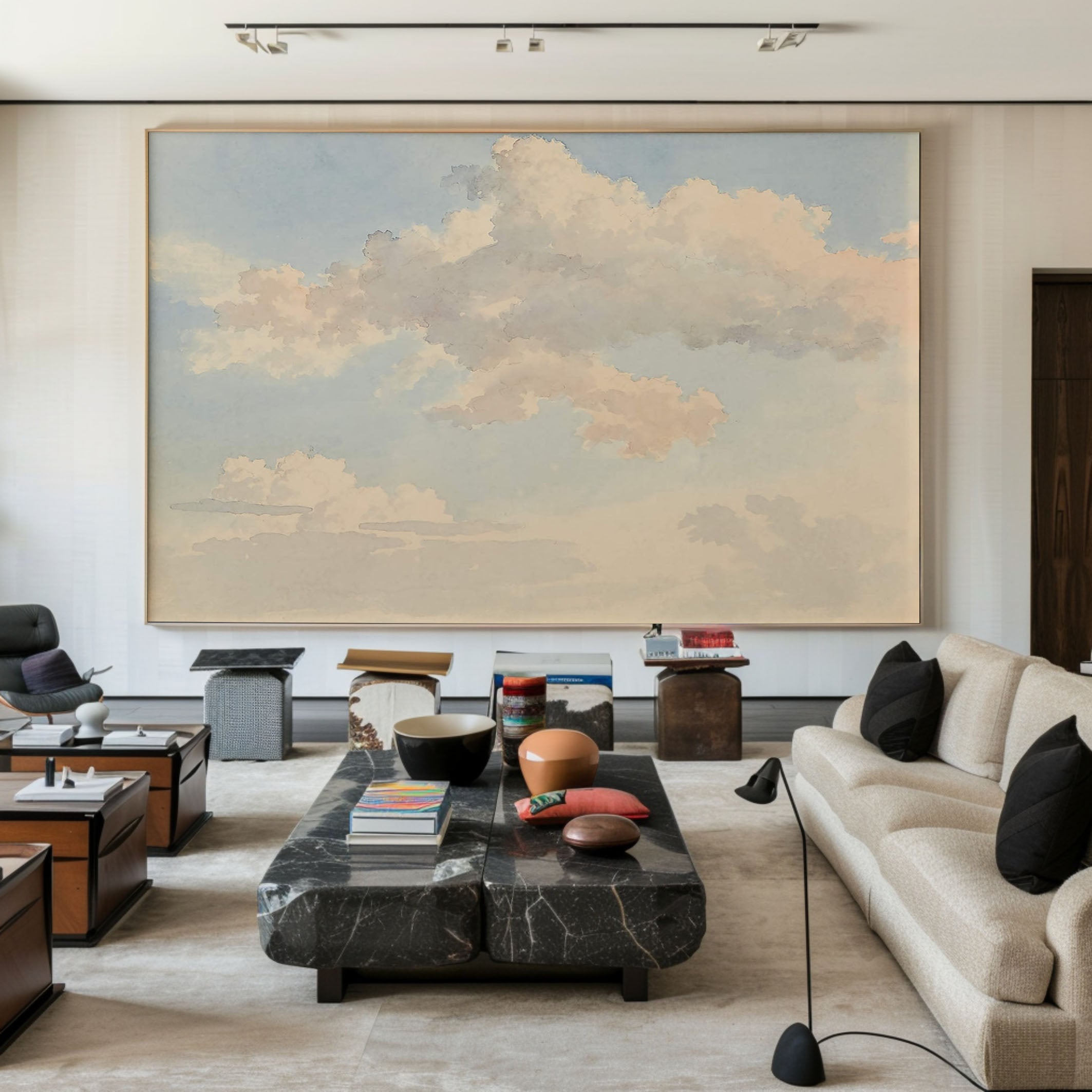 Pale Blue Sky With Beige Cloud, Modern Wall Art #BGA 113
