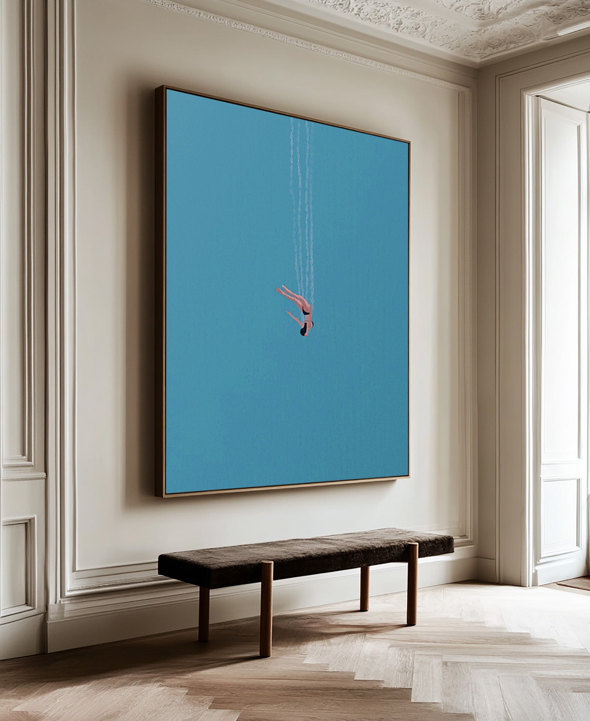 The Diver Motion Art Contemporary Blue Painting #WG 095