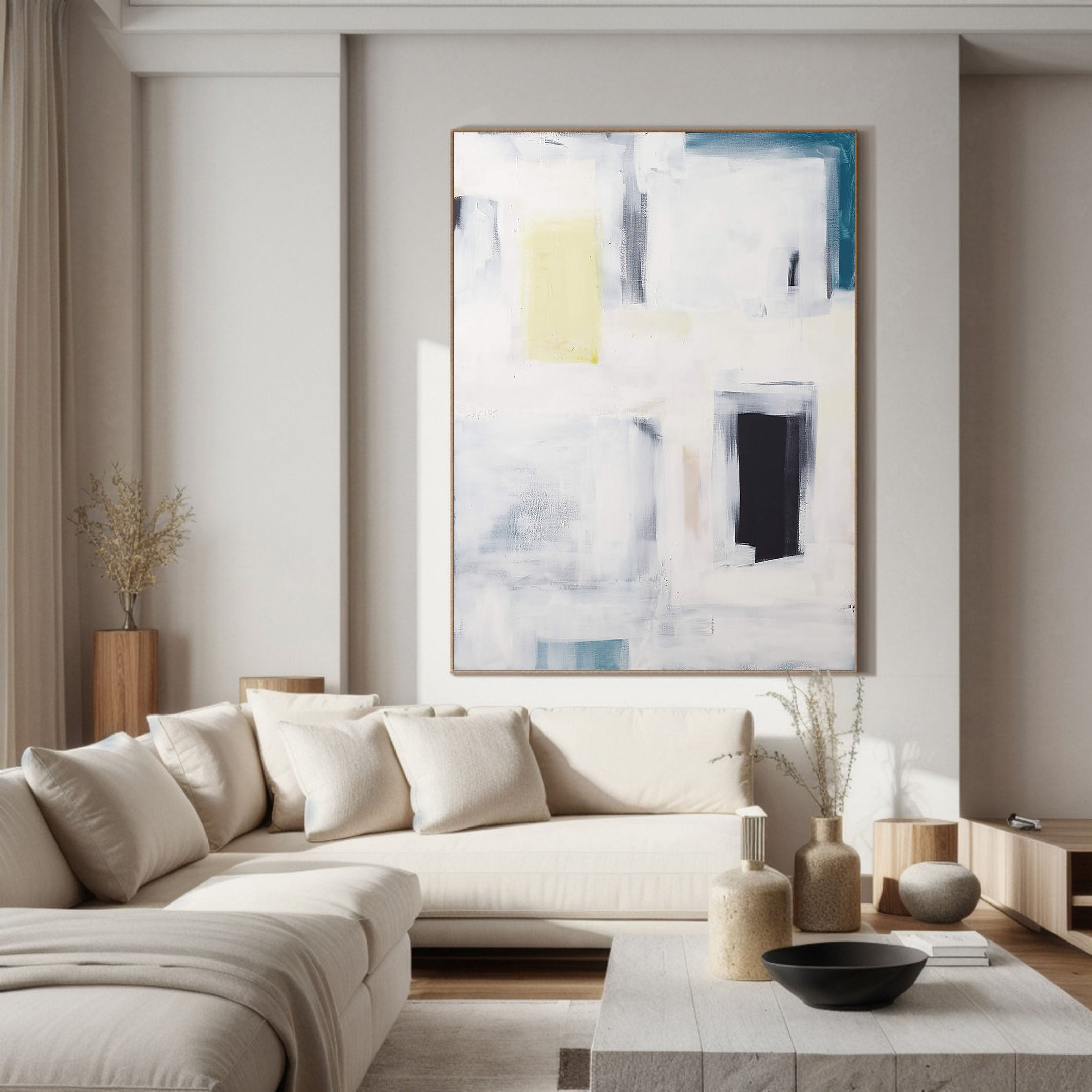 Geometric Abstraction in Soft Tones, Modern Minimalist Art #BGA 091