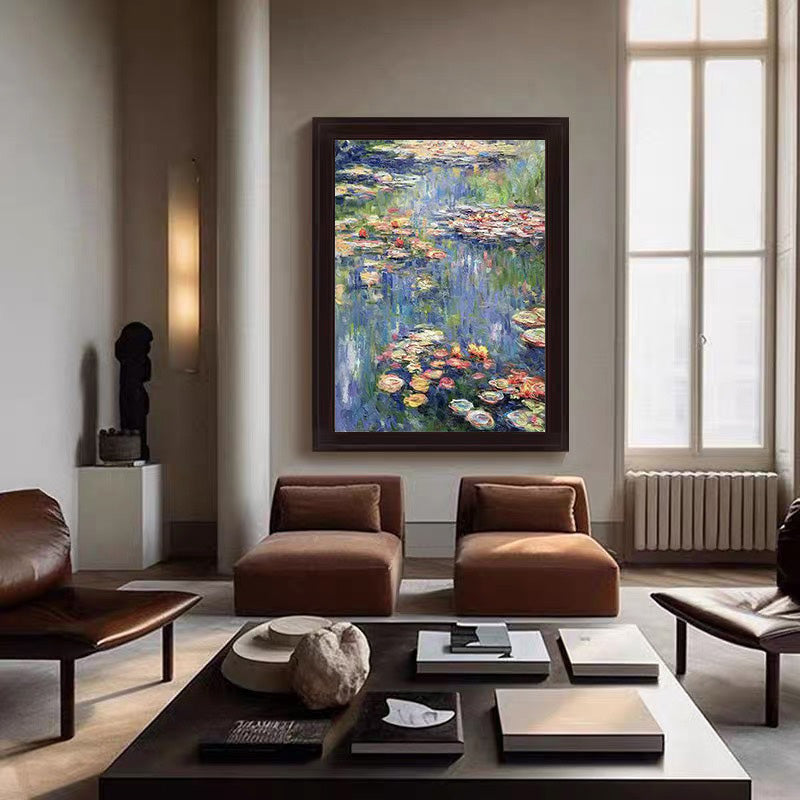 Monet Inspired Water Lilies, Impressionist Canvas #BGA 166