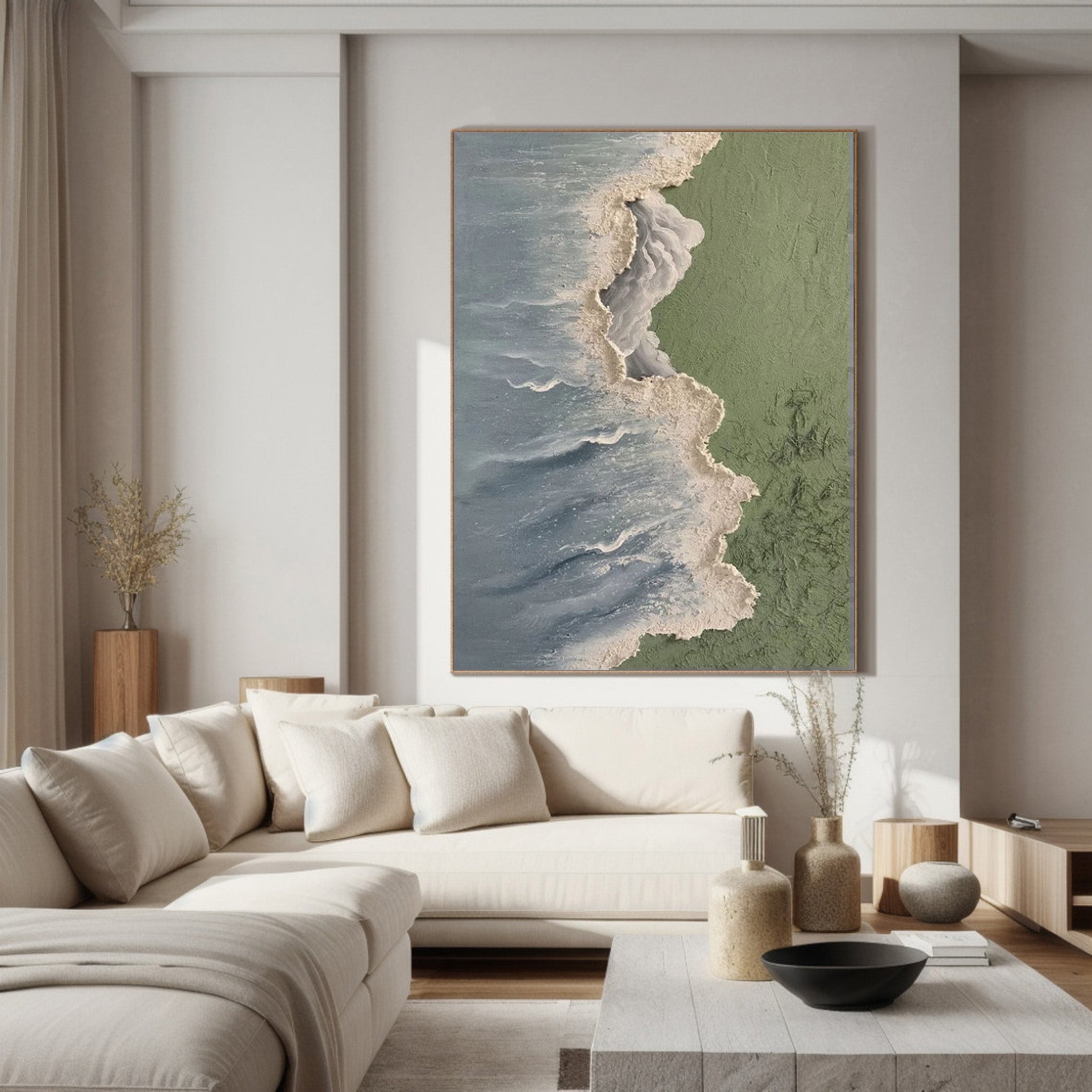 Contemporary Overhead Beach Painting, Tactile Coastal Art #BGA 244