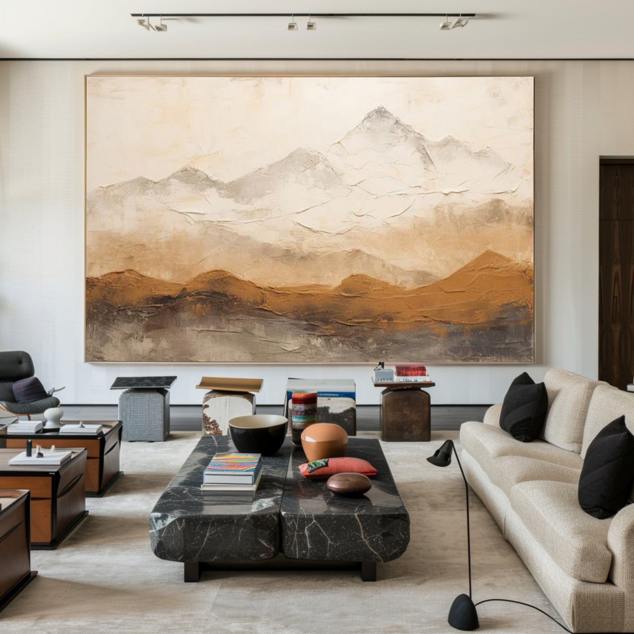 Textured Ascent: Earth Tone Minimalist Mountain Landscape #BGA 234