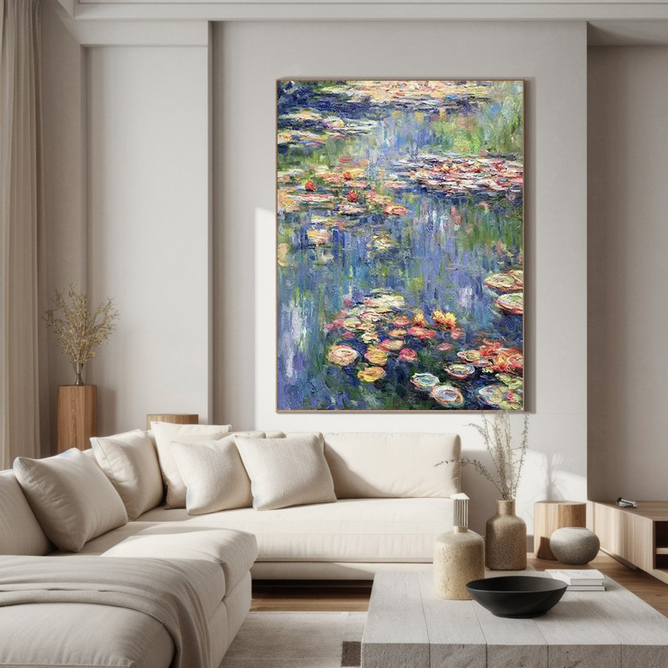 Monet Inspired Water Lilies, Impressionist Canvas #BGA 166