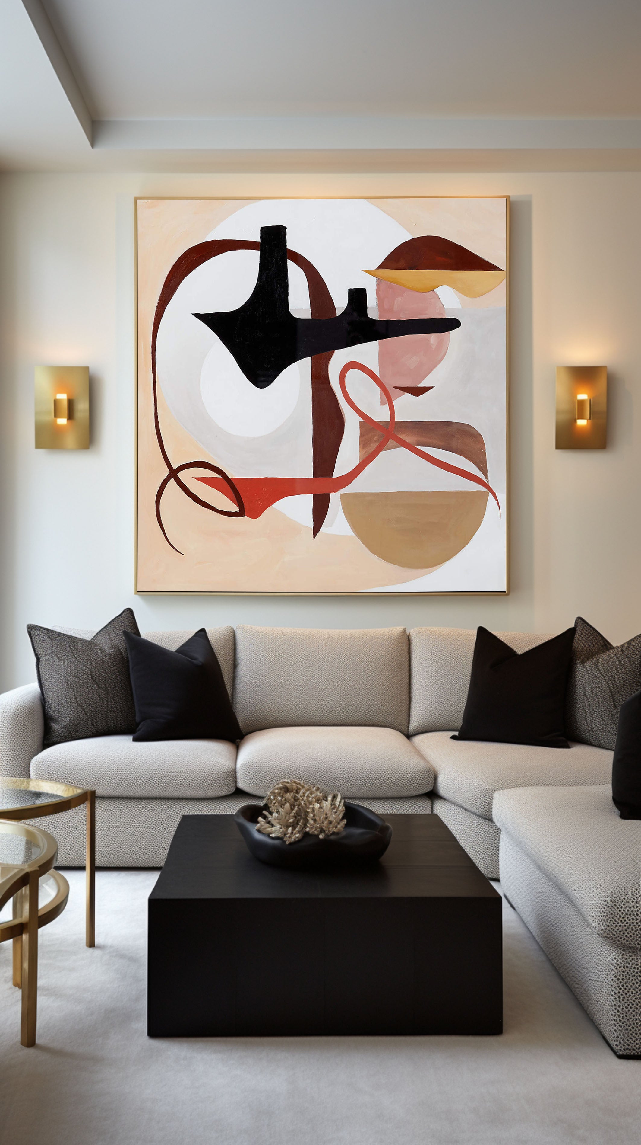 Contrasting Forms in Earth Tone, Organic and Geometric Canvas #BGA 123