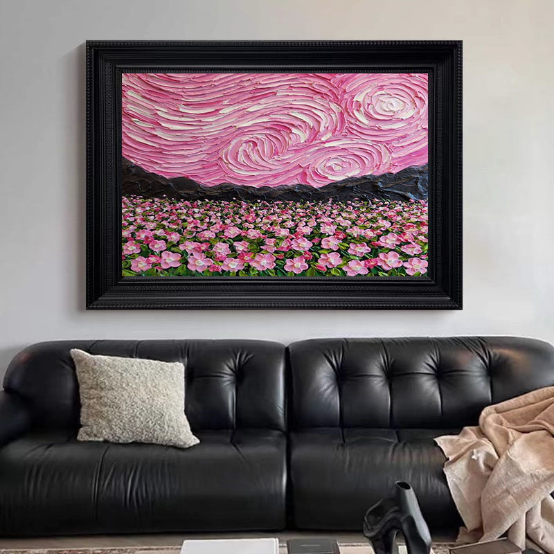 Pink Fields And Sky, Contemporary Landscape Wall Art #BGA 080