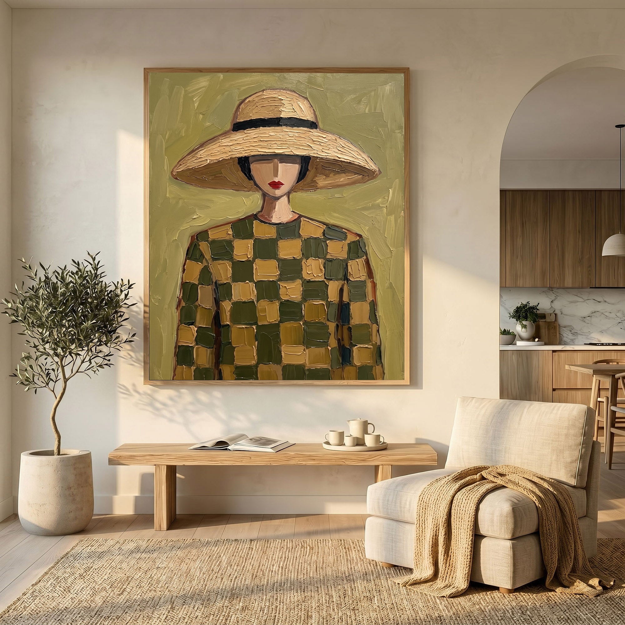 Large Modern Woman Portrait Wall Art Abstract Oil Painting Cowgirl Cowboy Vintage Americana Art Western Fashion Figure Contemporary Interior Decor