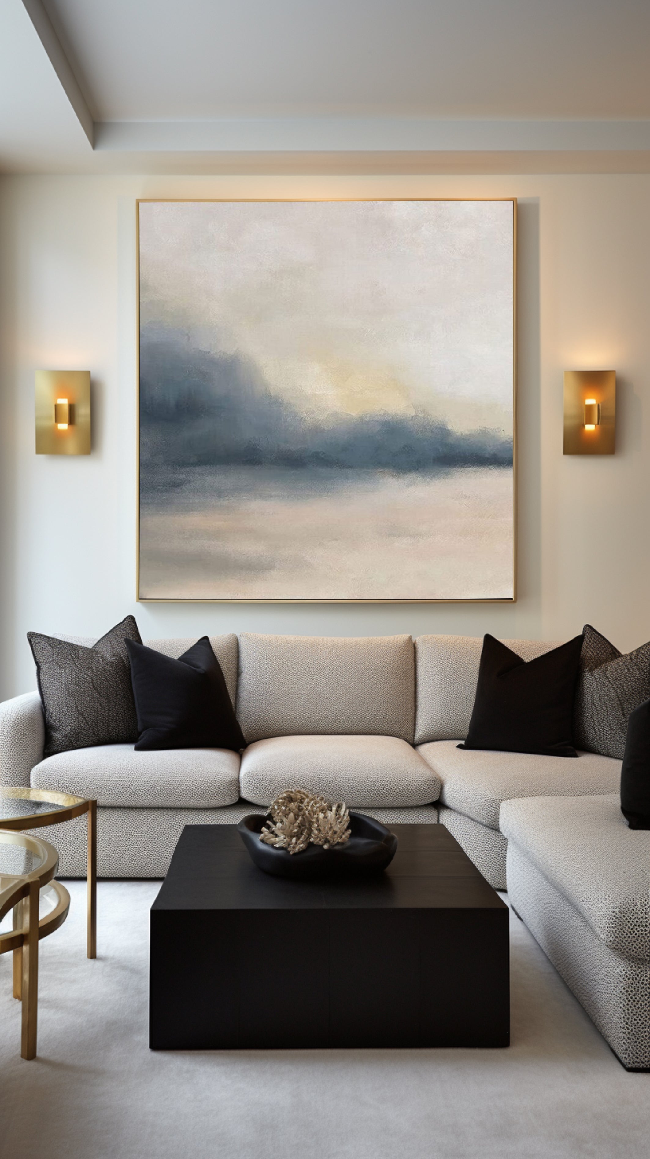 Ethereal Shores: Abstract Landscape Art, Soft Muted Palette #BGA 218